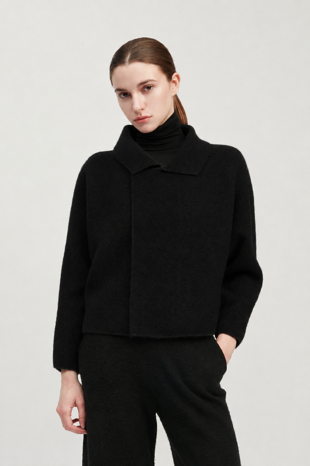 Flap Collar Crop Cardigan