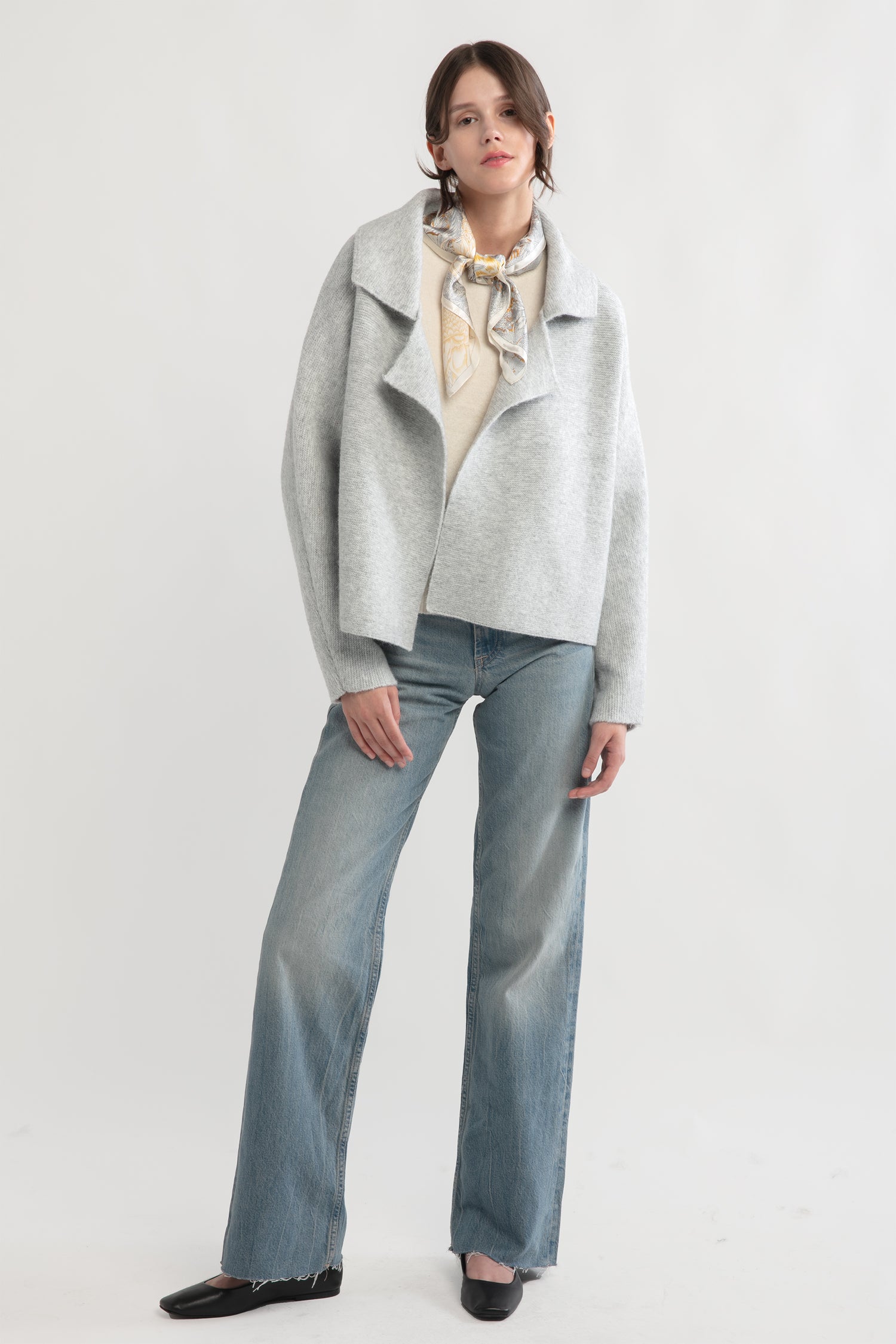 Flap Collar Crop Cardigan