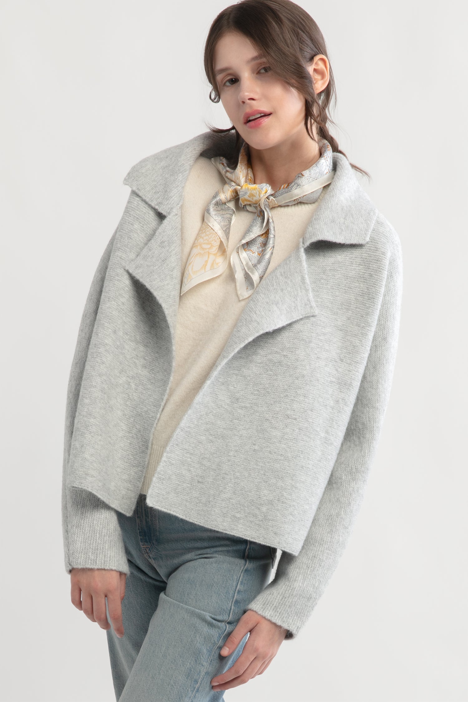 Flap Collar Crop Cardigan