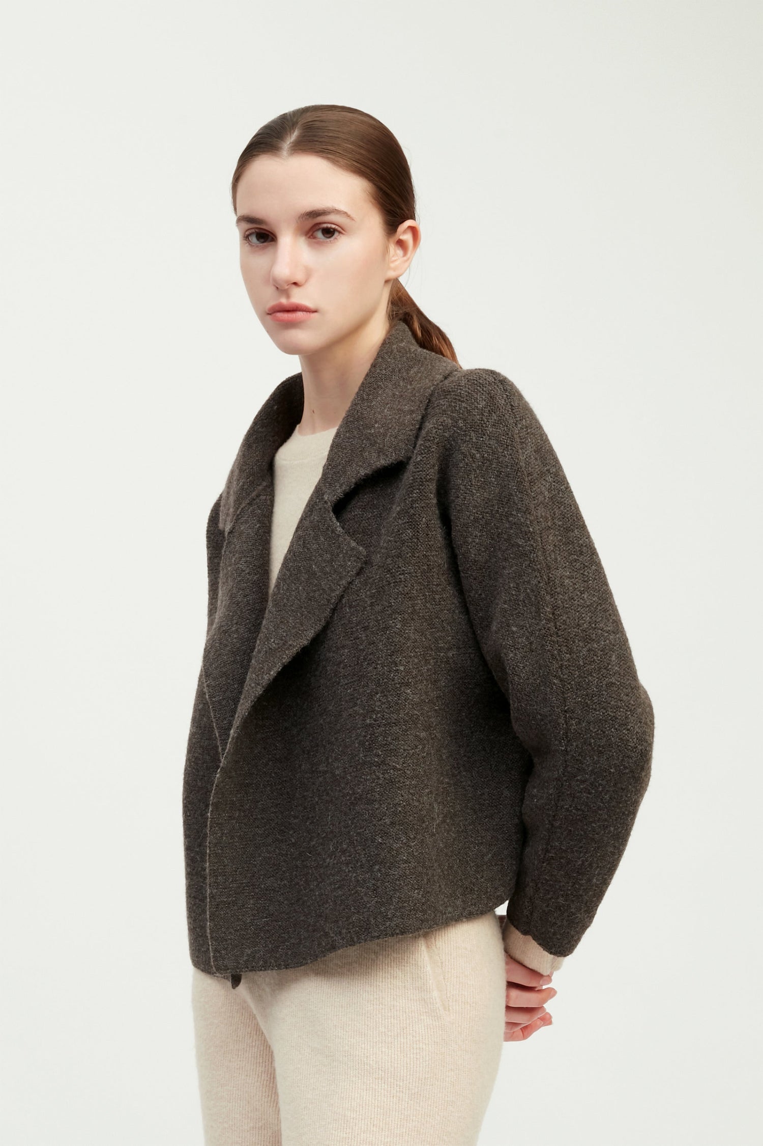 Flap Collar Crop Cardigan