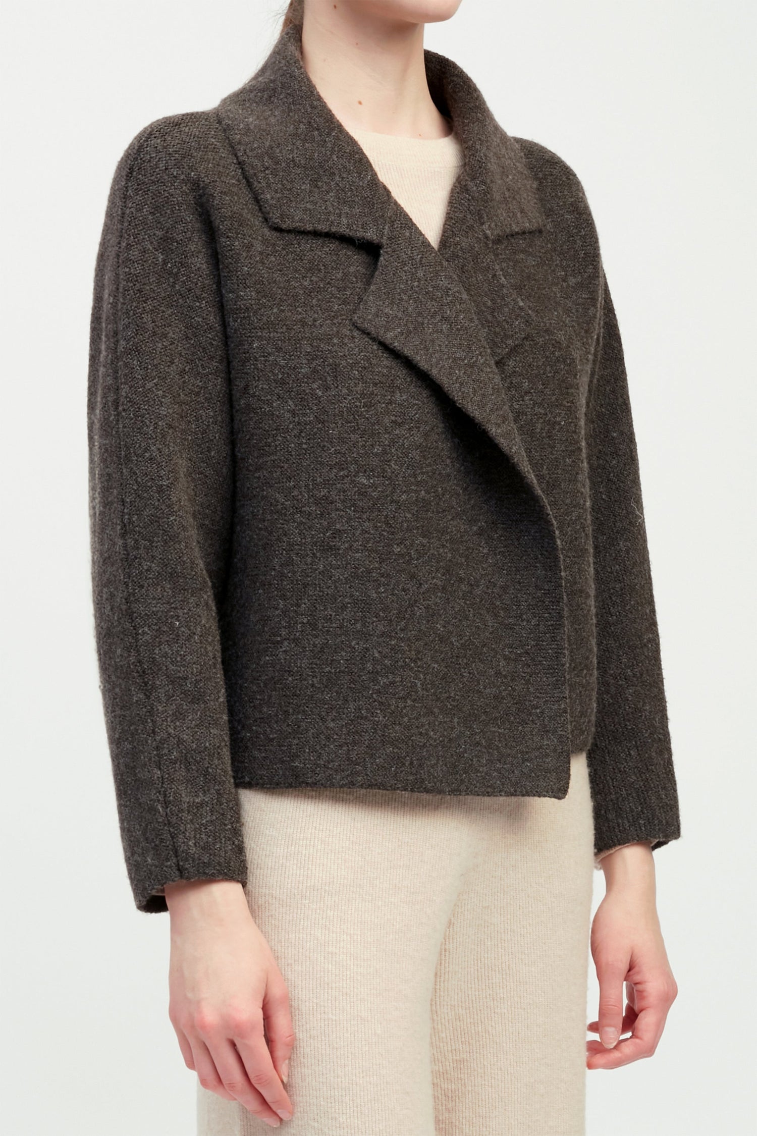 Flap Collar Crop Cardigan