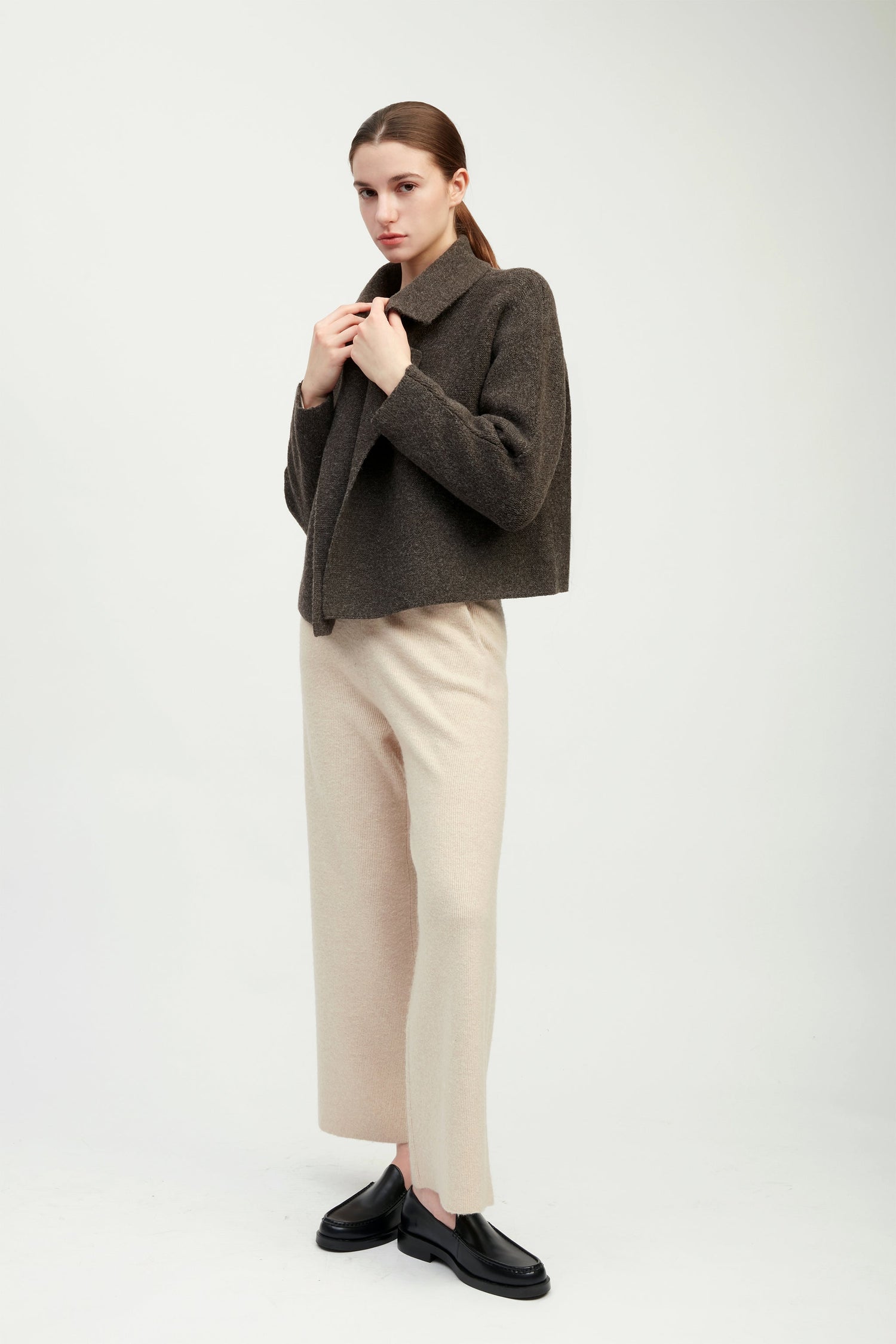 Flap Collar Crop Cardigan