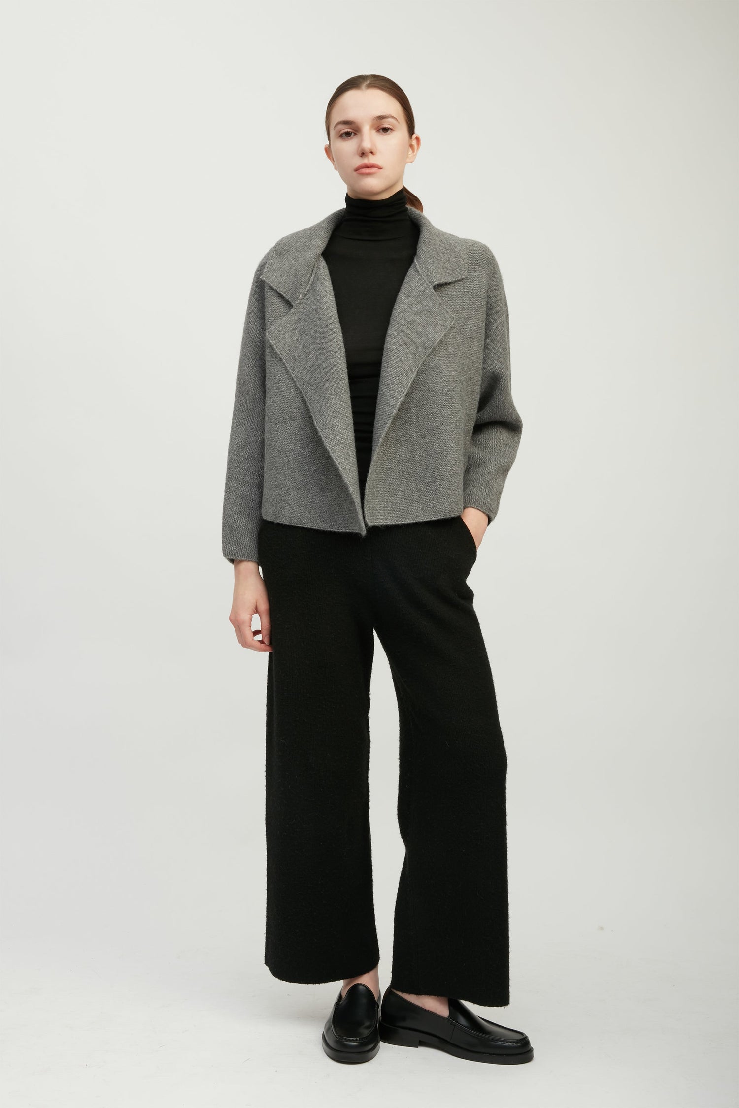 Flap Collar Crop Cardigan