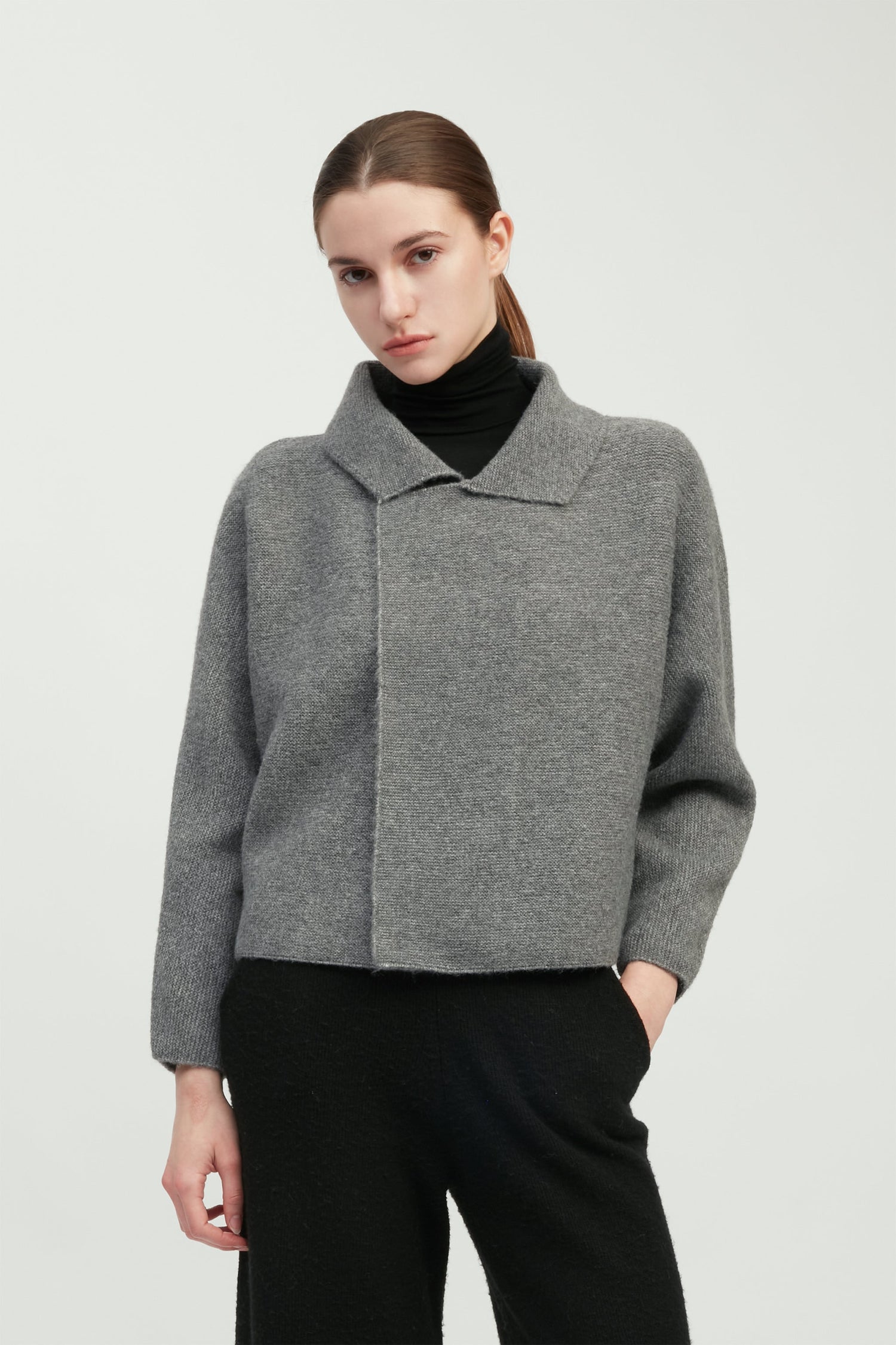 Flap Collar Crop Cardigan