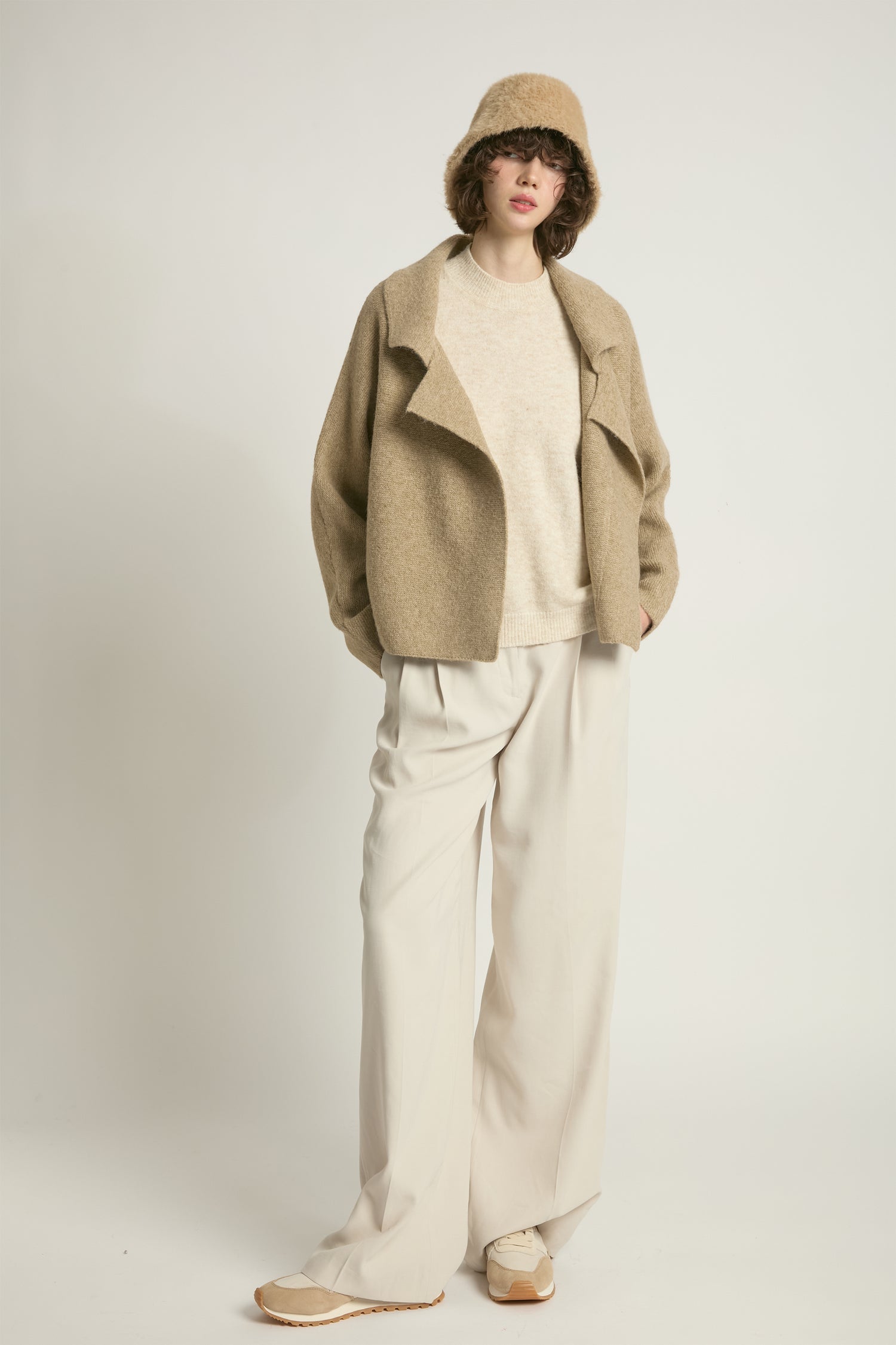 Flap Collar Crop Cardigan