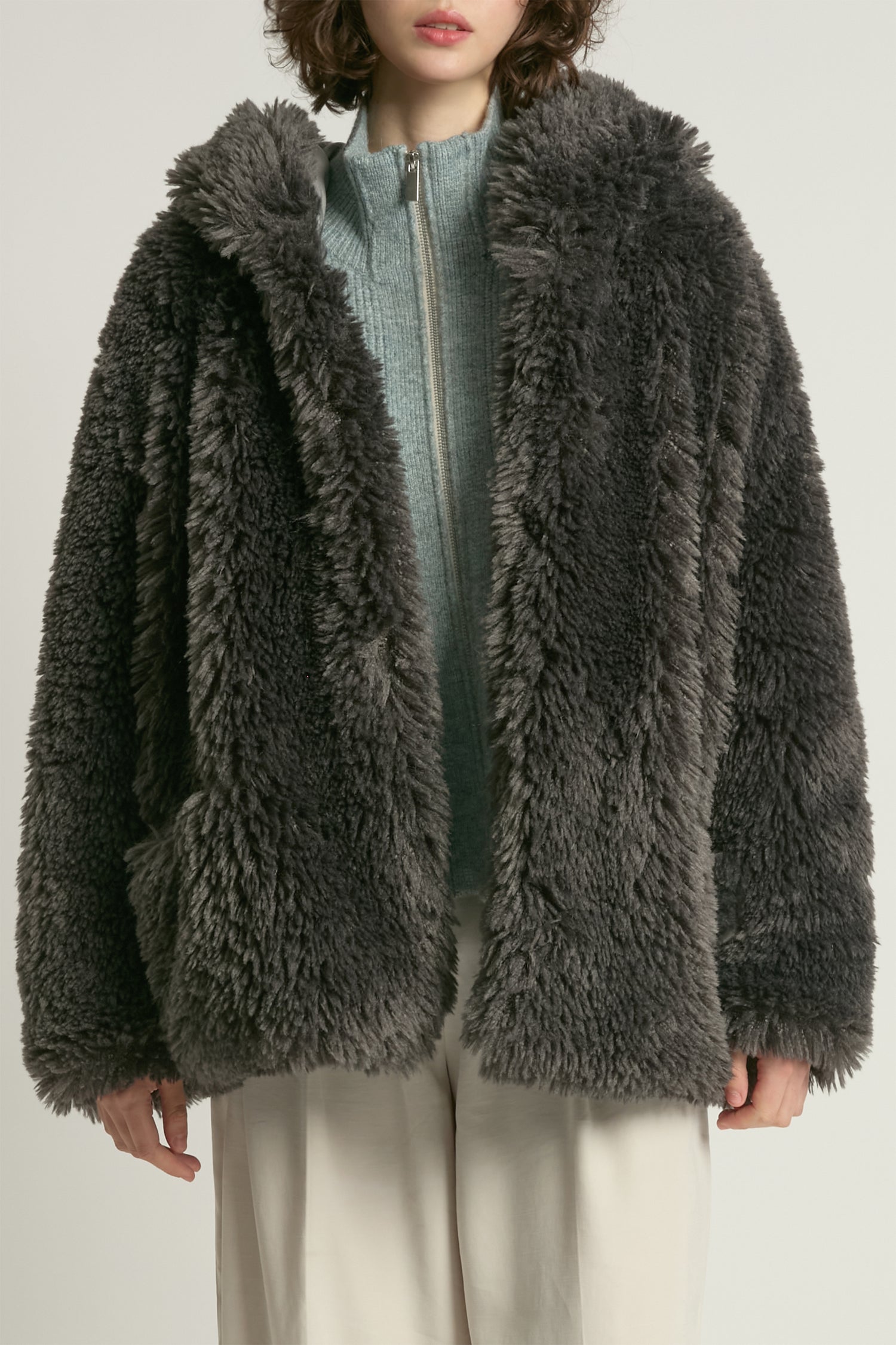 Shaggy Hood Fur Jacket