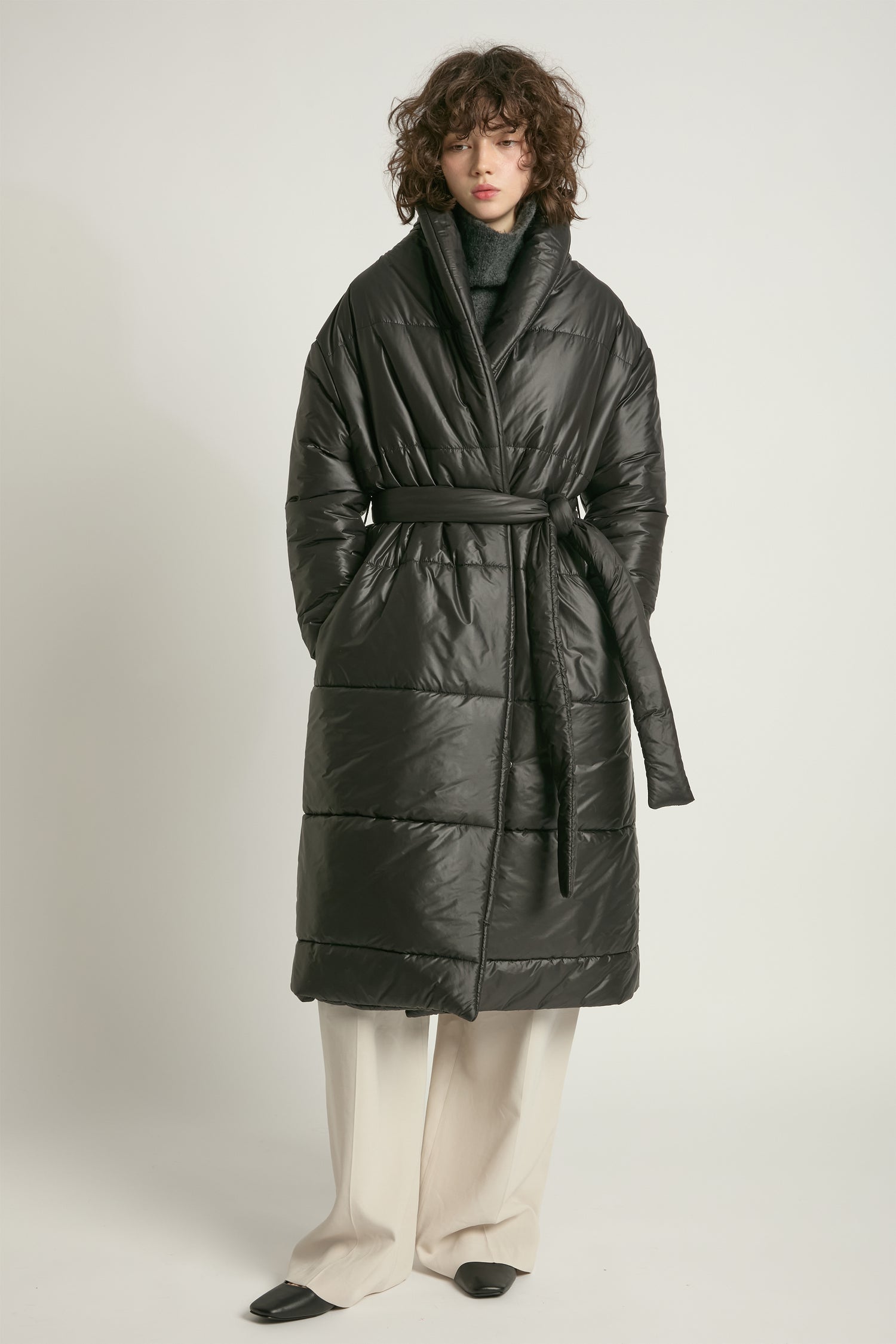 Glossy Long Puffer Coat