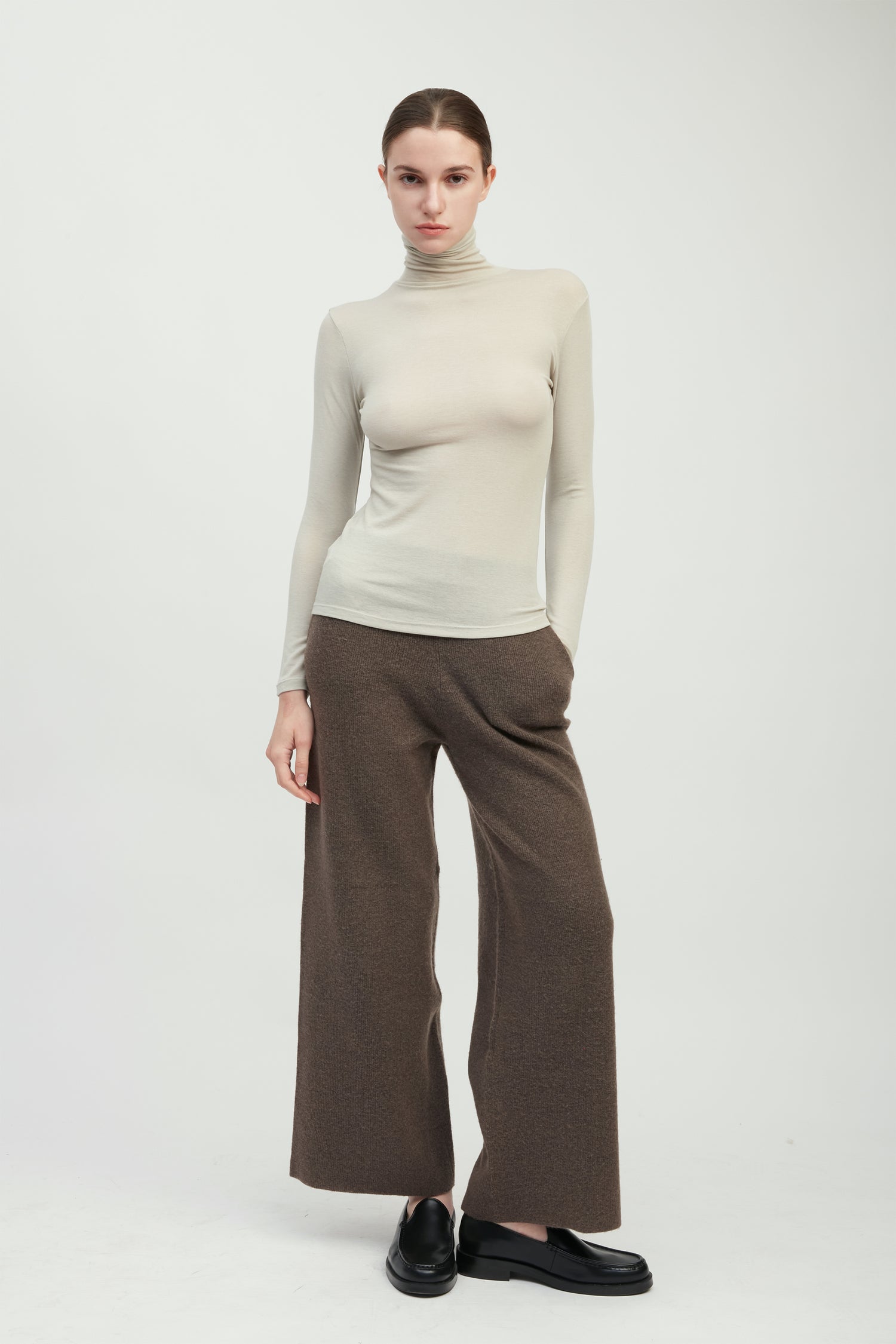 Stone stretch high neck top with smooth second-skin fit for layering – Common Knit