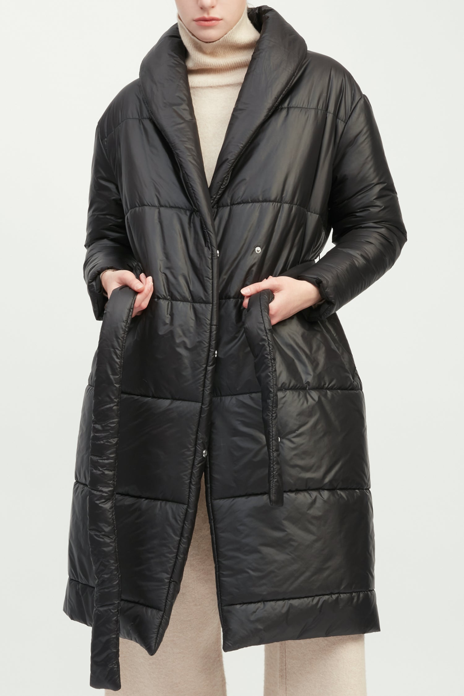Glossy Long Puffer Coat