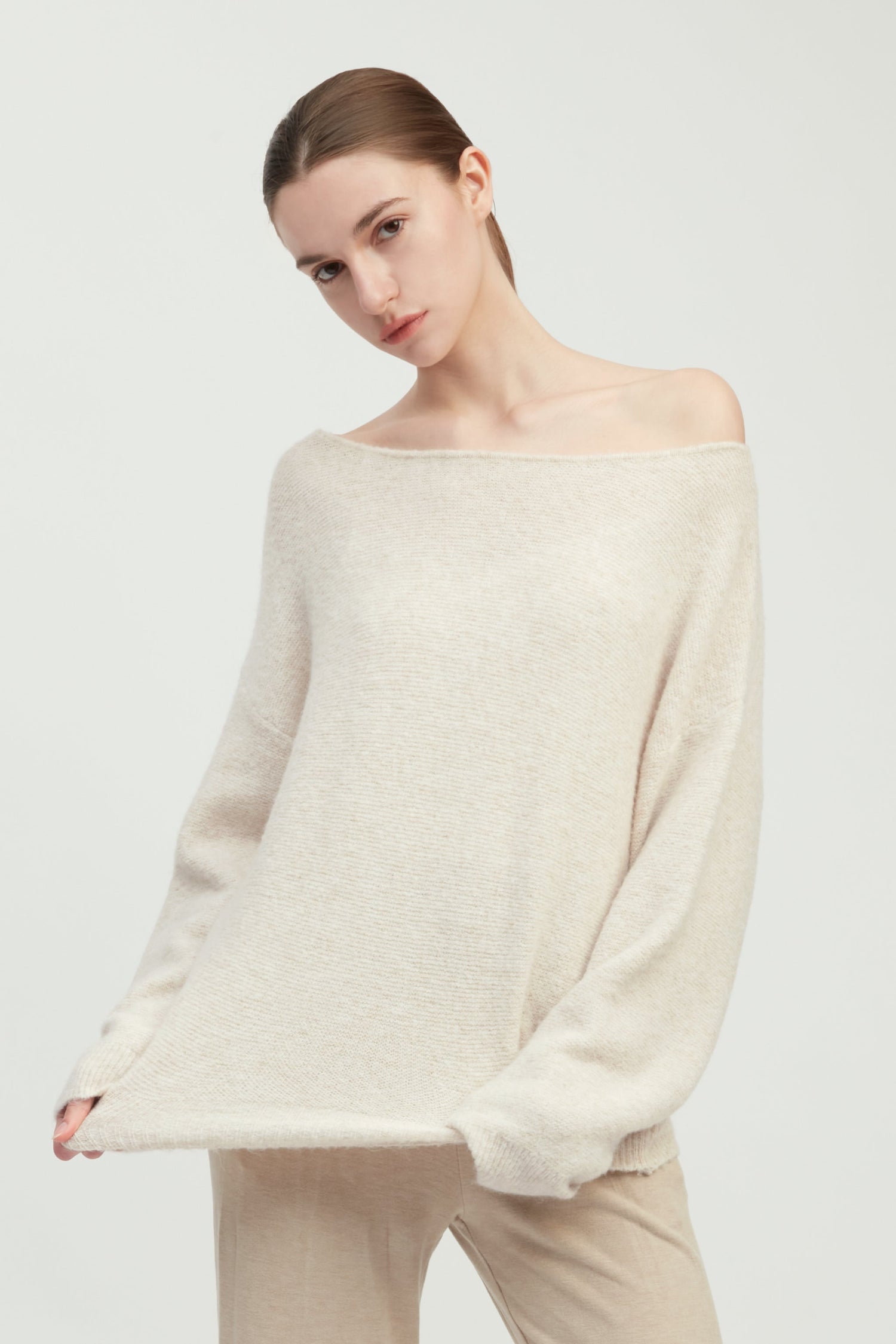 Airy Waffle Boatneck Sweater