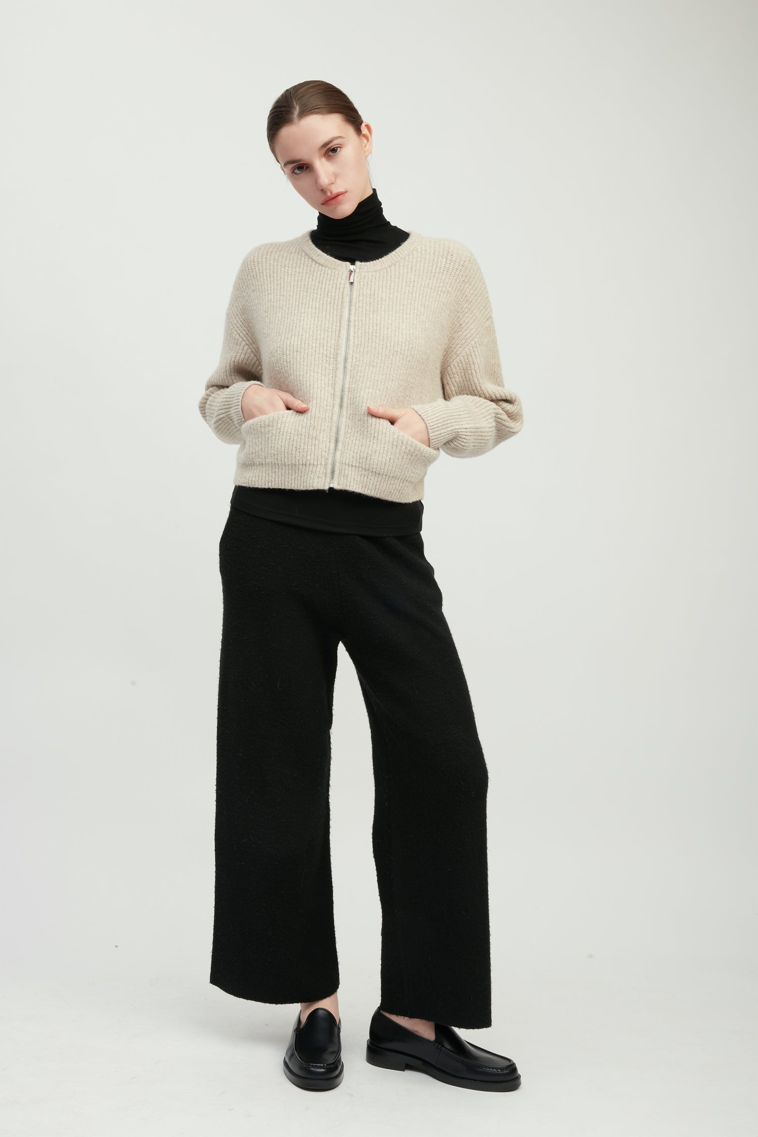 Rib Knit Zip Cardigan