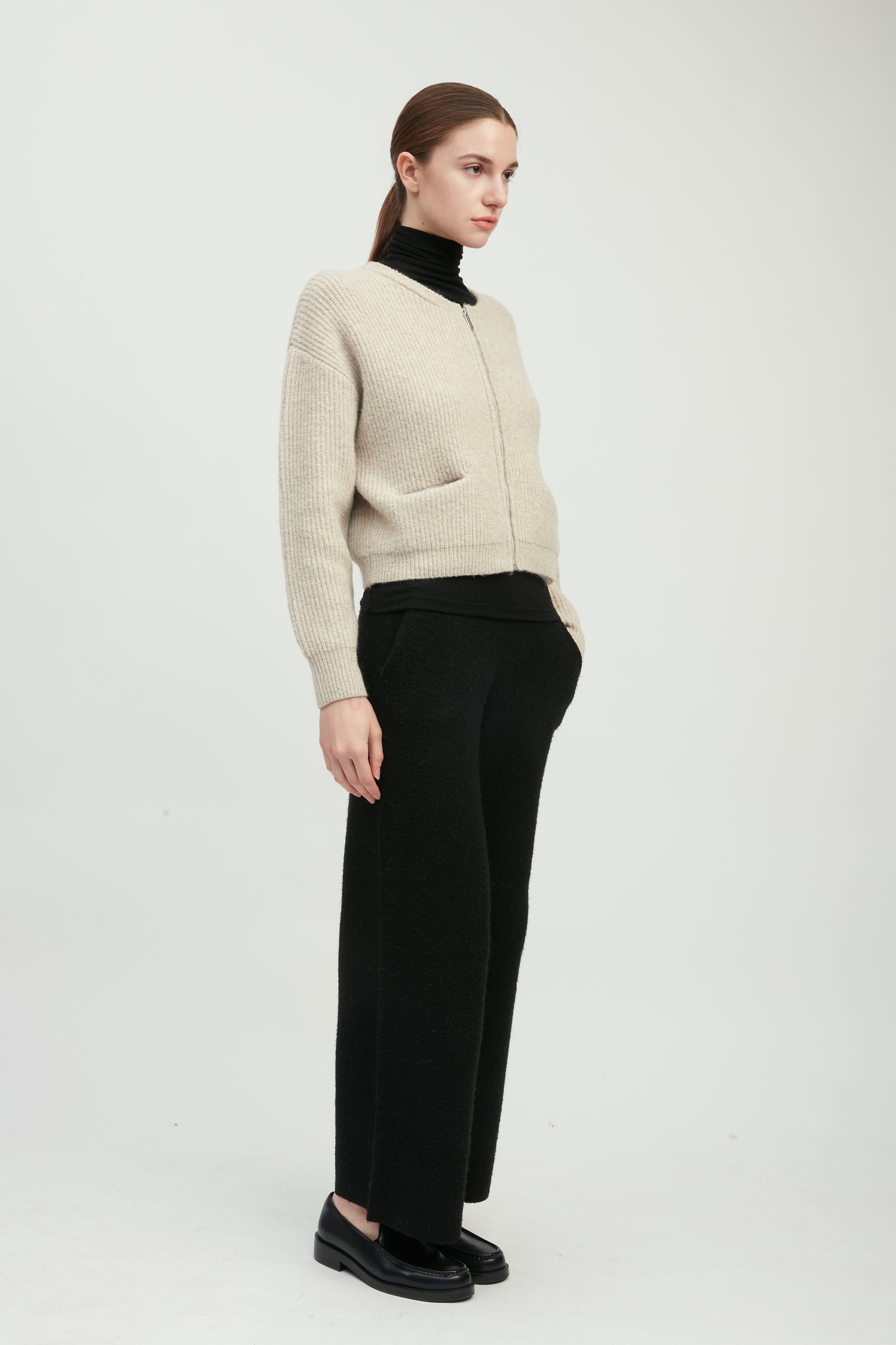Rib Knit Zip Cardigan