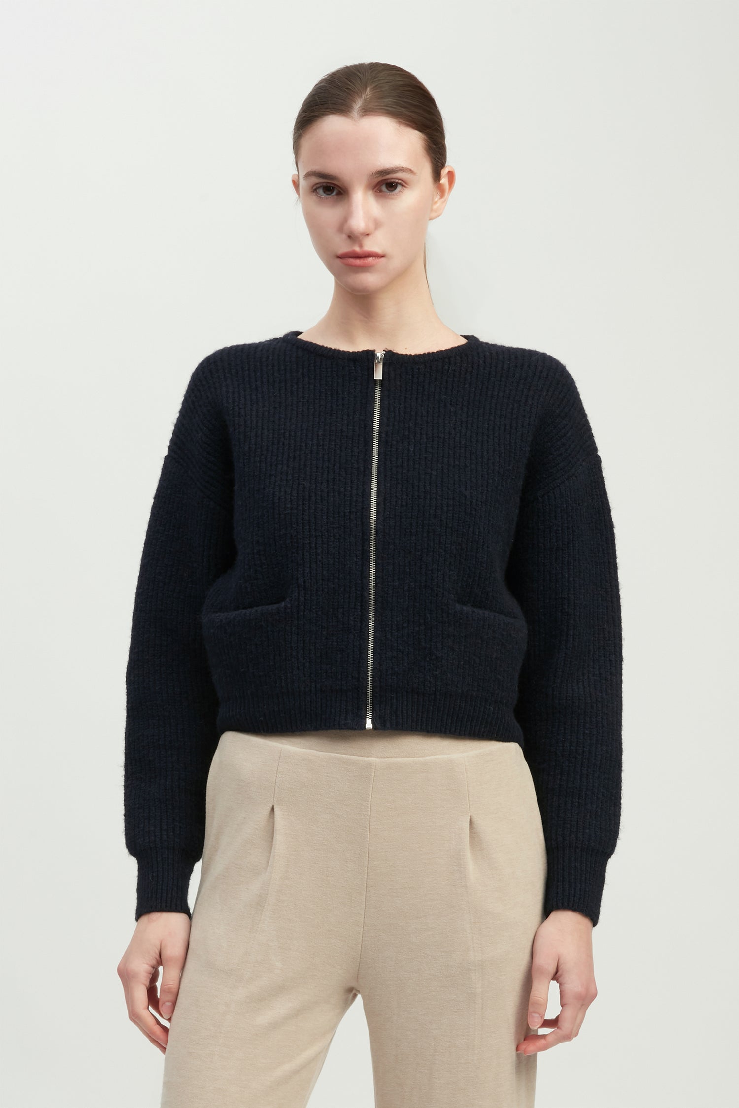 Rib Knit Zip Cardigan