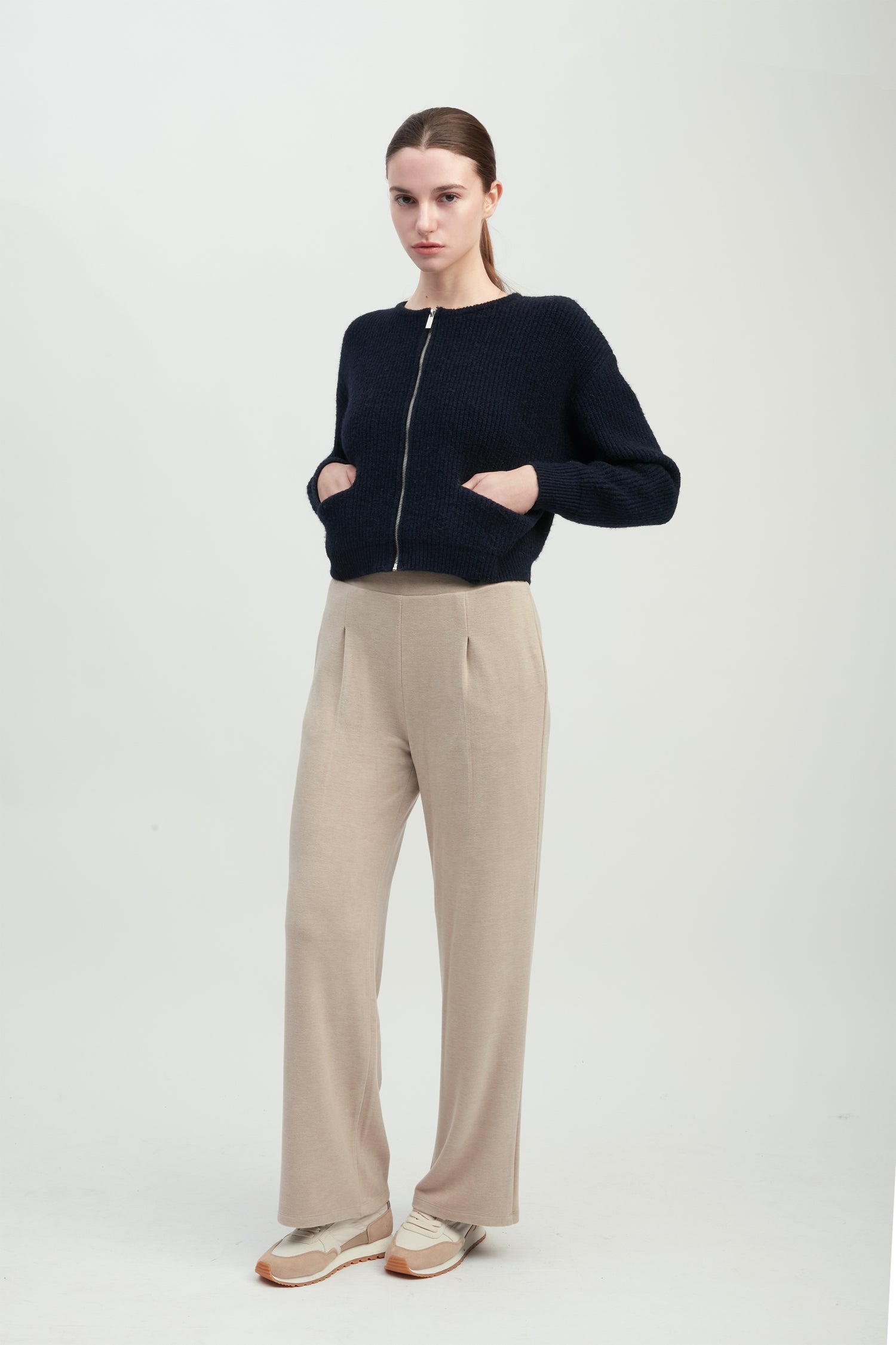Rib Knit Zip Cardigan