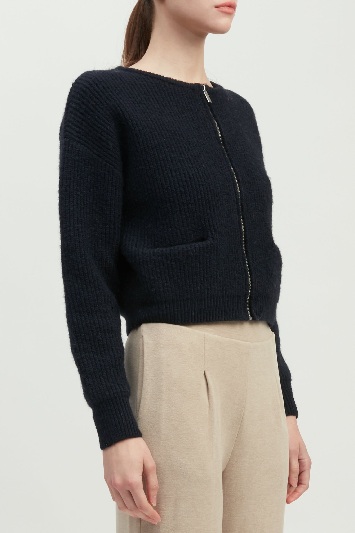 Rib Knit Zip Cardigan