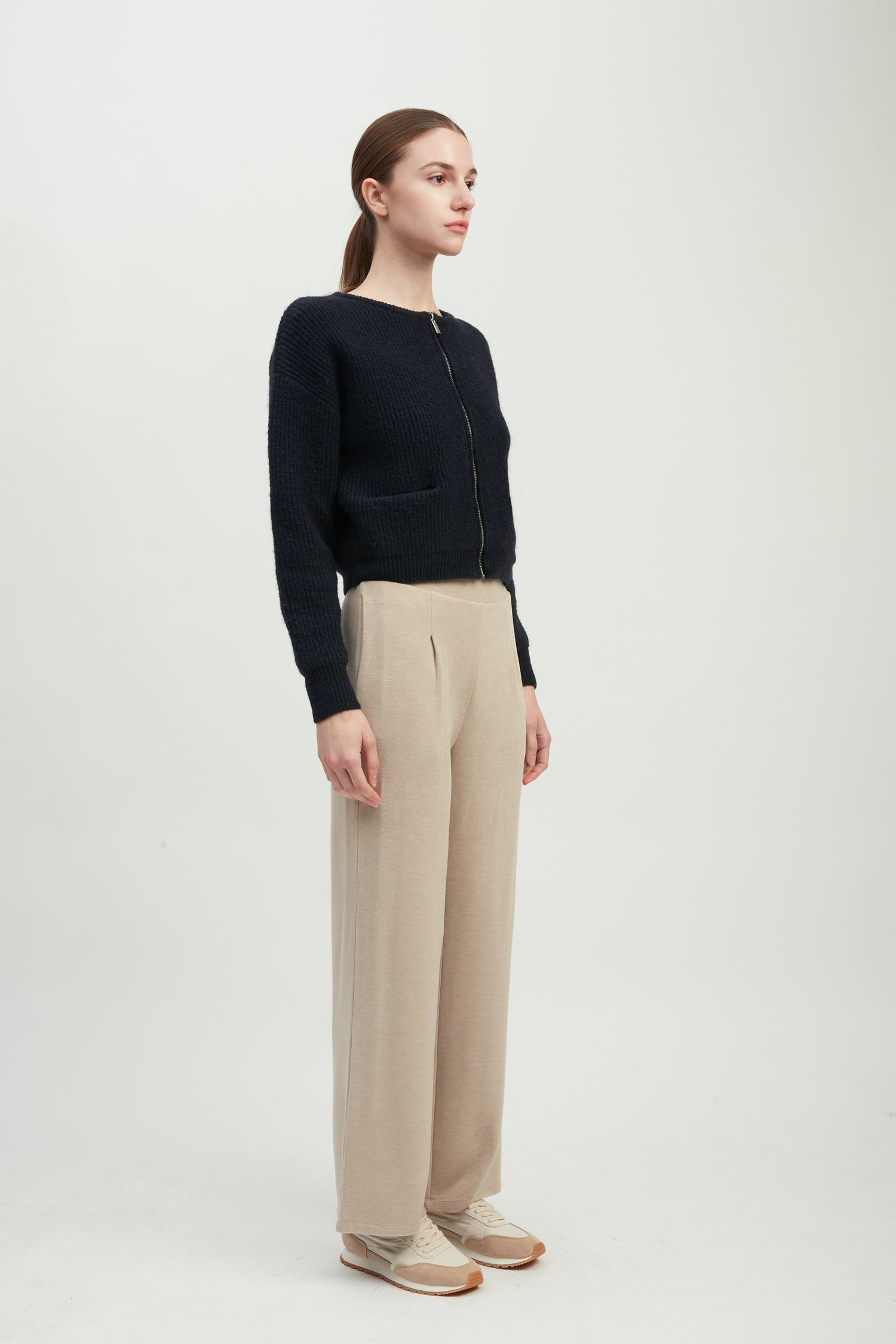 Rib Knit Zip Cardigan