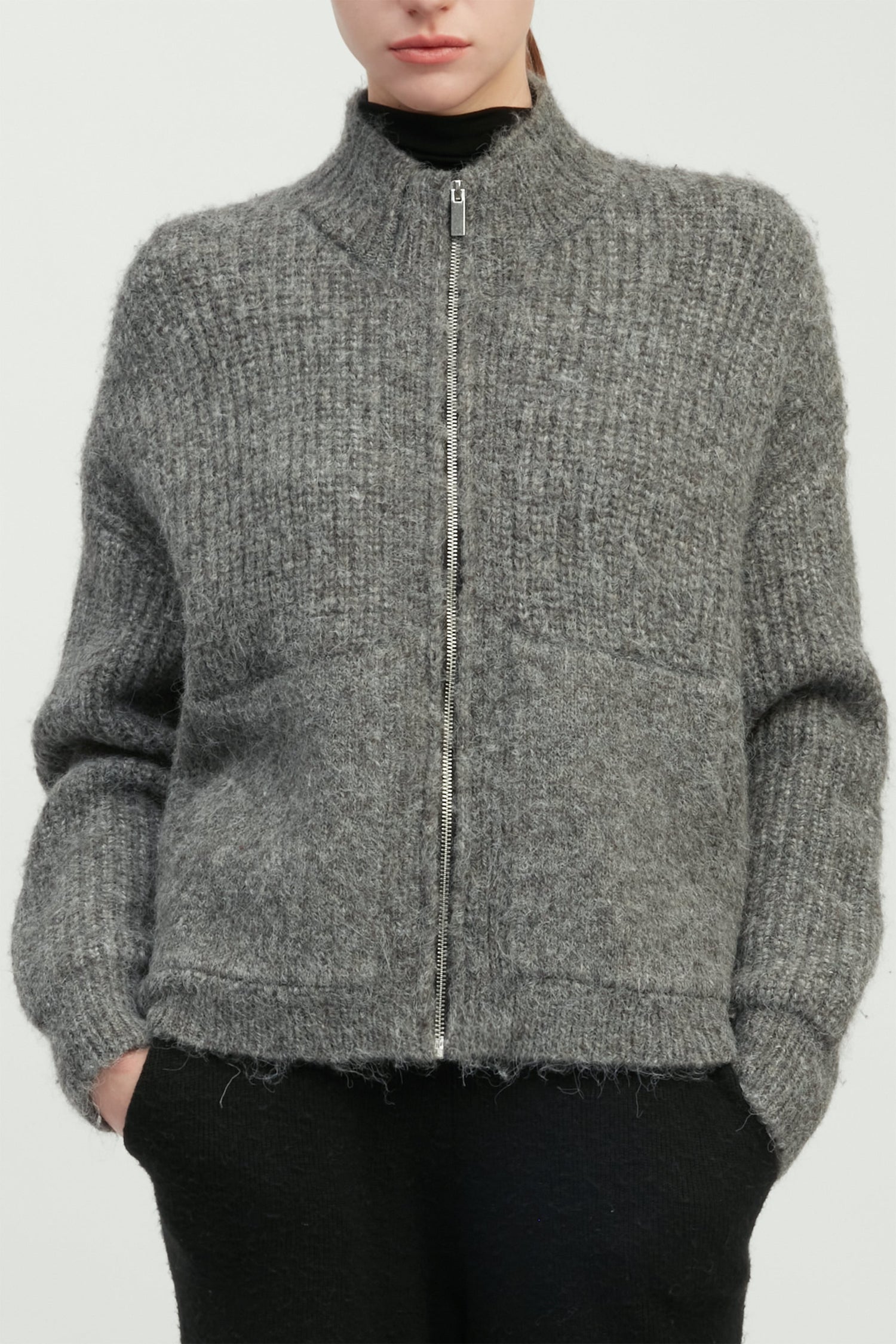 Alpaca Bomber Zip Cardigan