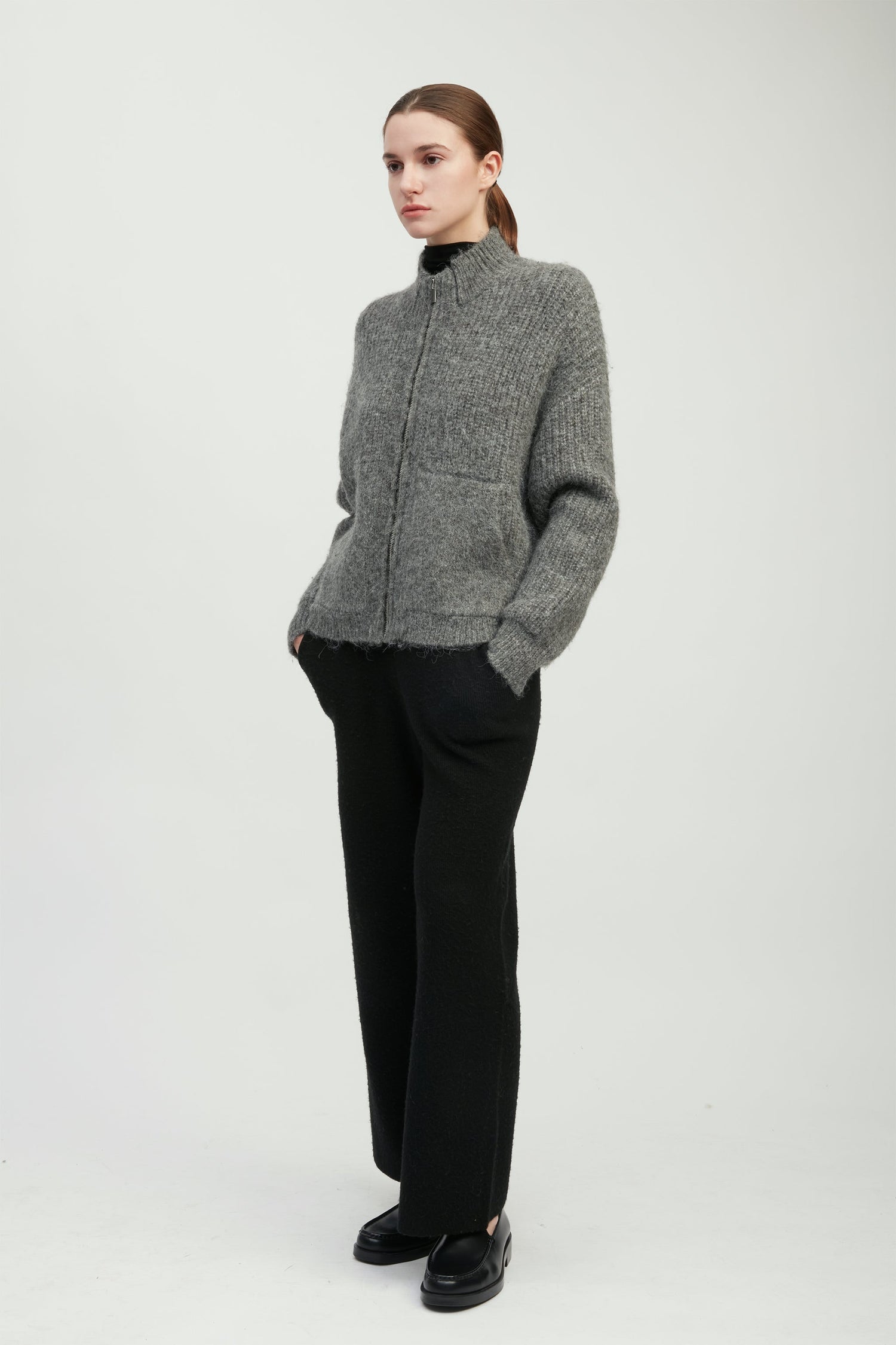Alpaca Bomber Zip Cardigan