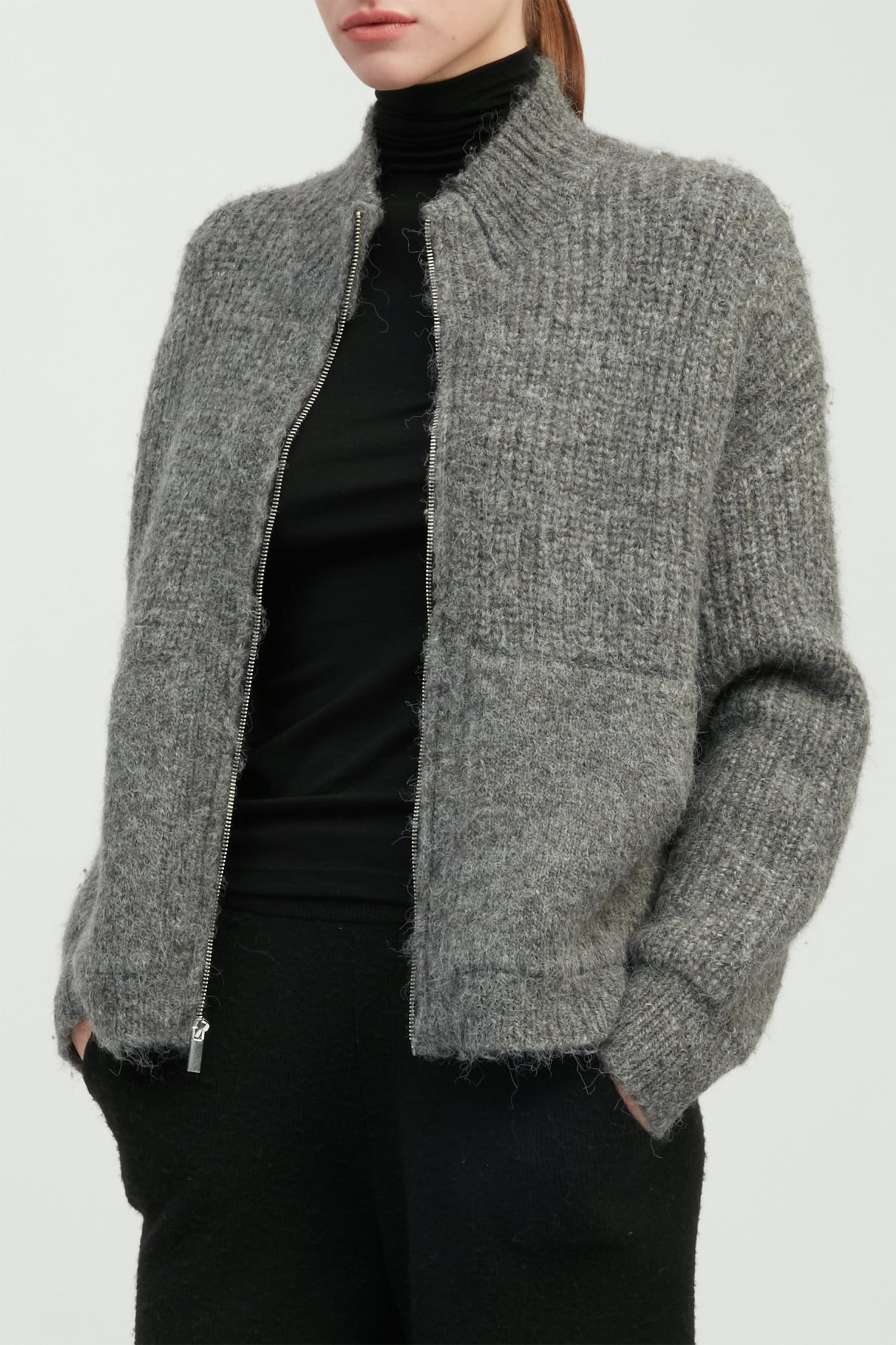 Alpaca Bomber Zip Cardigan
