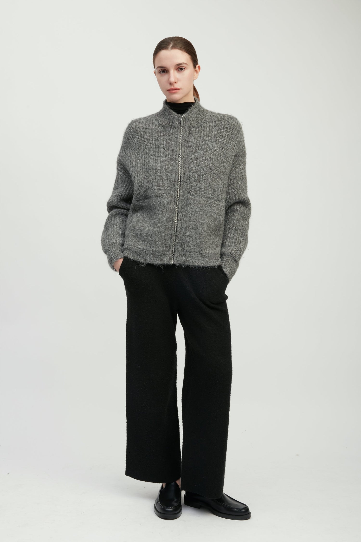 Alpaca Bomber Zip Cardigan
