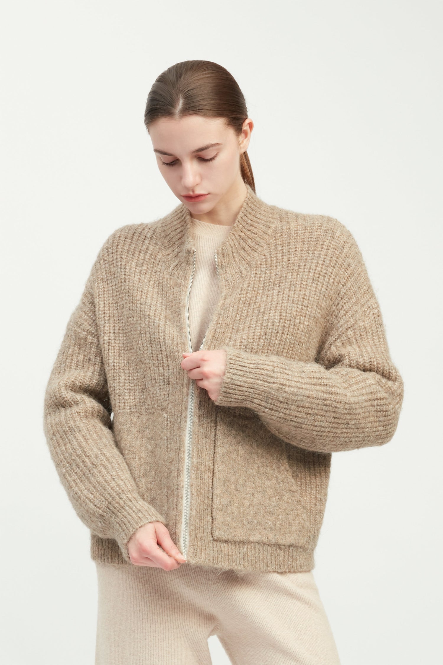 Alpaca Bomber Zip Cardigan