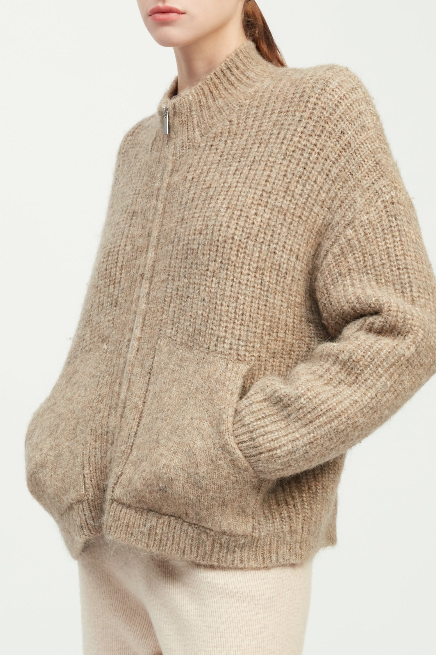 Alpaca Bomber Zip Cardigan