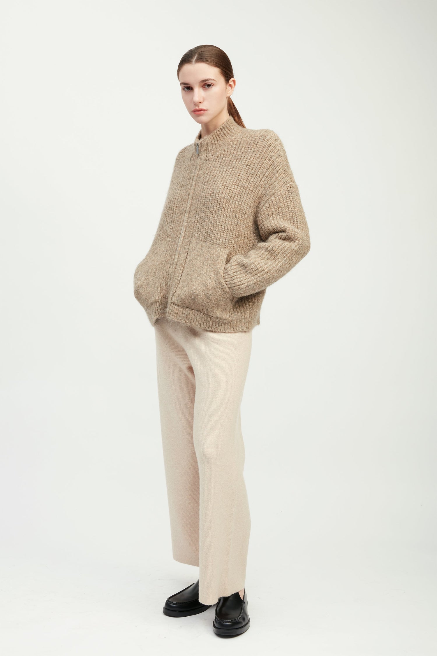 Alpaca Bomber Zip Cardigan