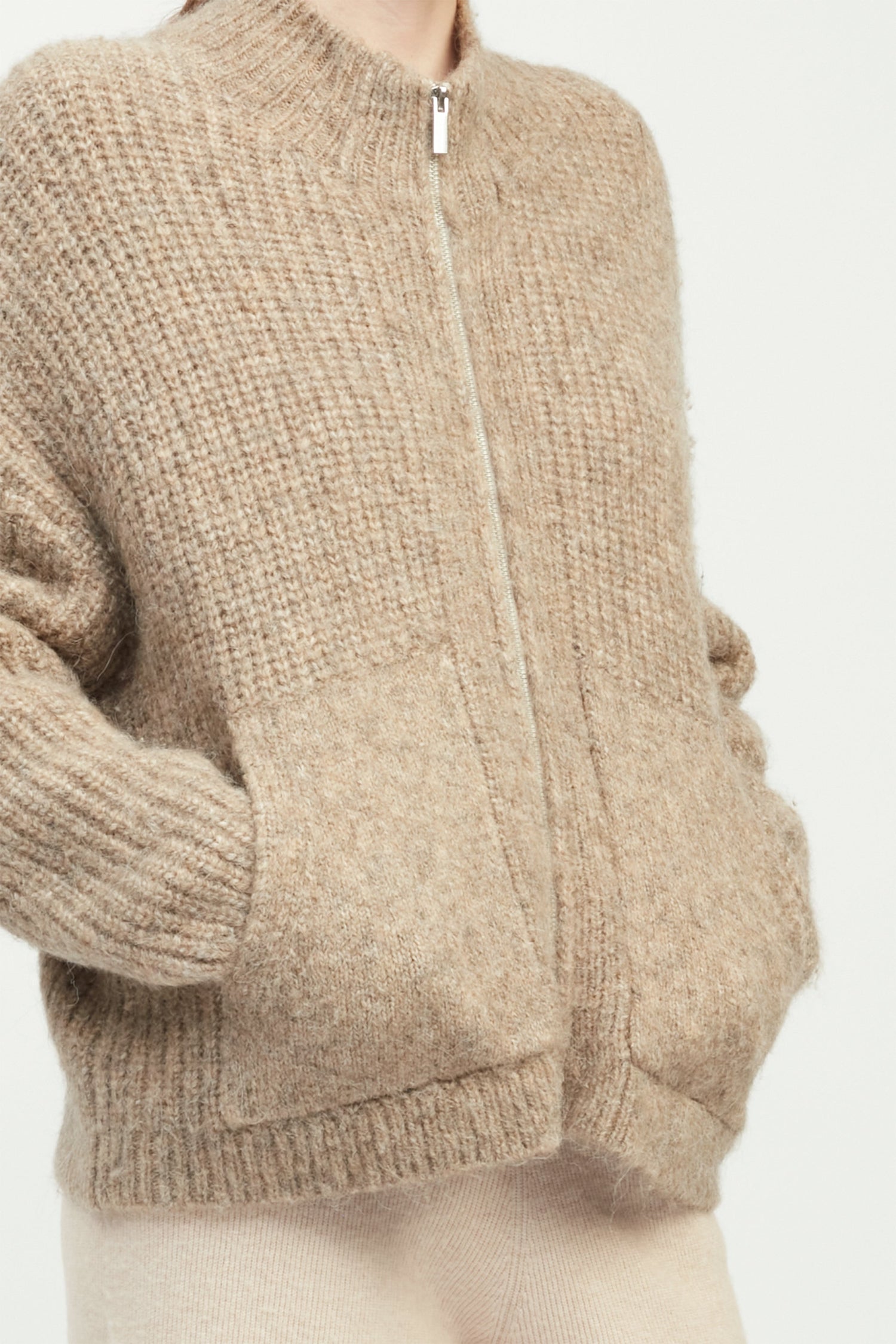 Alpaca Bomber Zip Cardigan