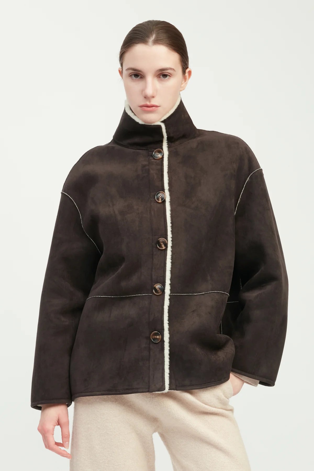 Faux Suede Sherpa Jacket