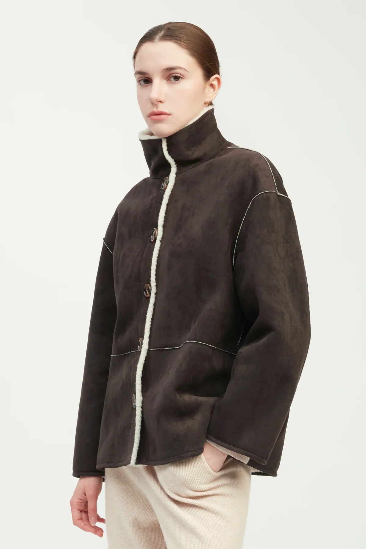 Faux Suede Sherpa Jacket