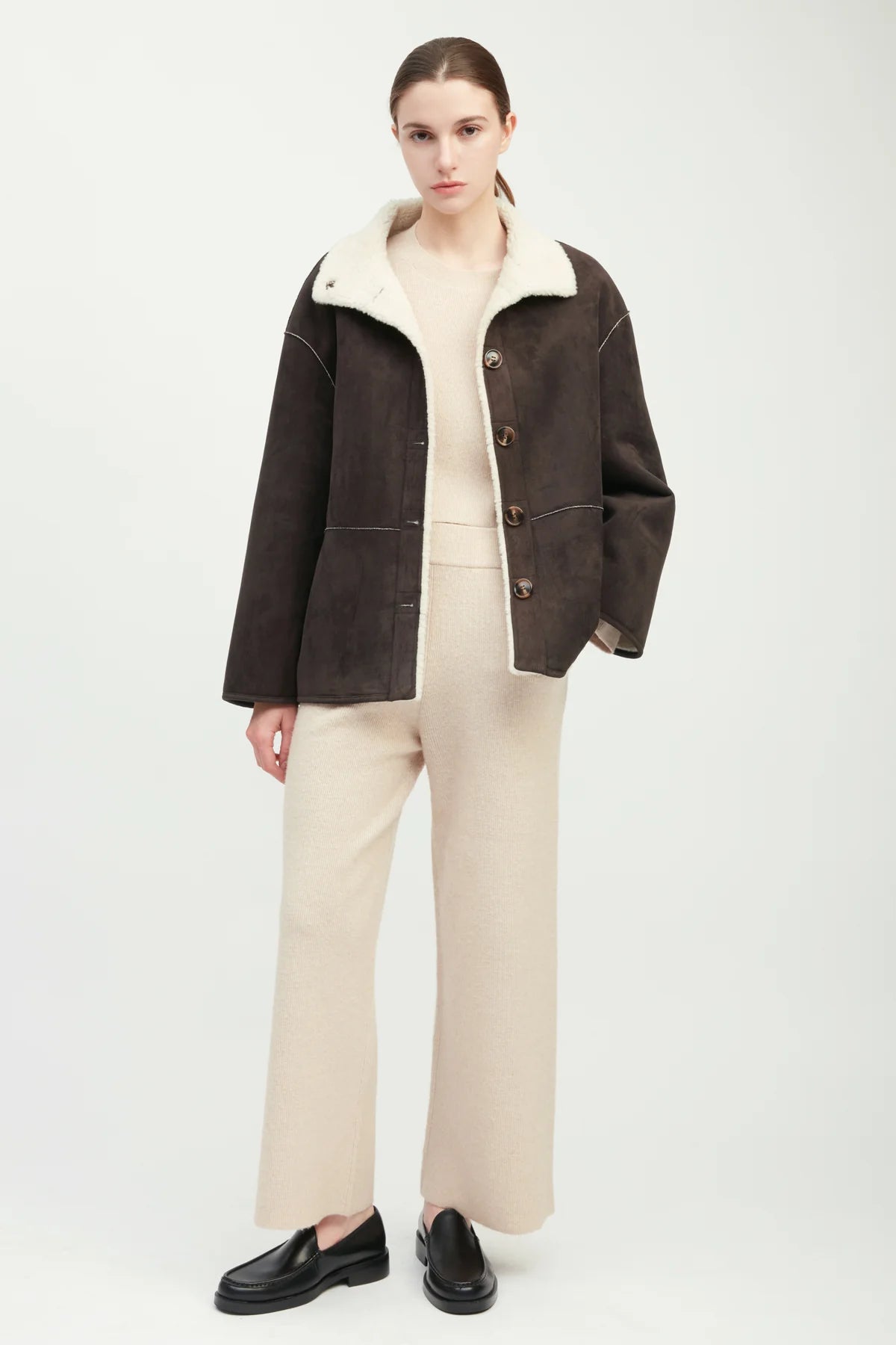Faux Suede Sherpa Jacket