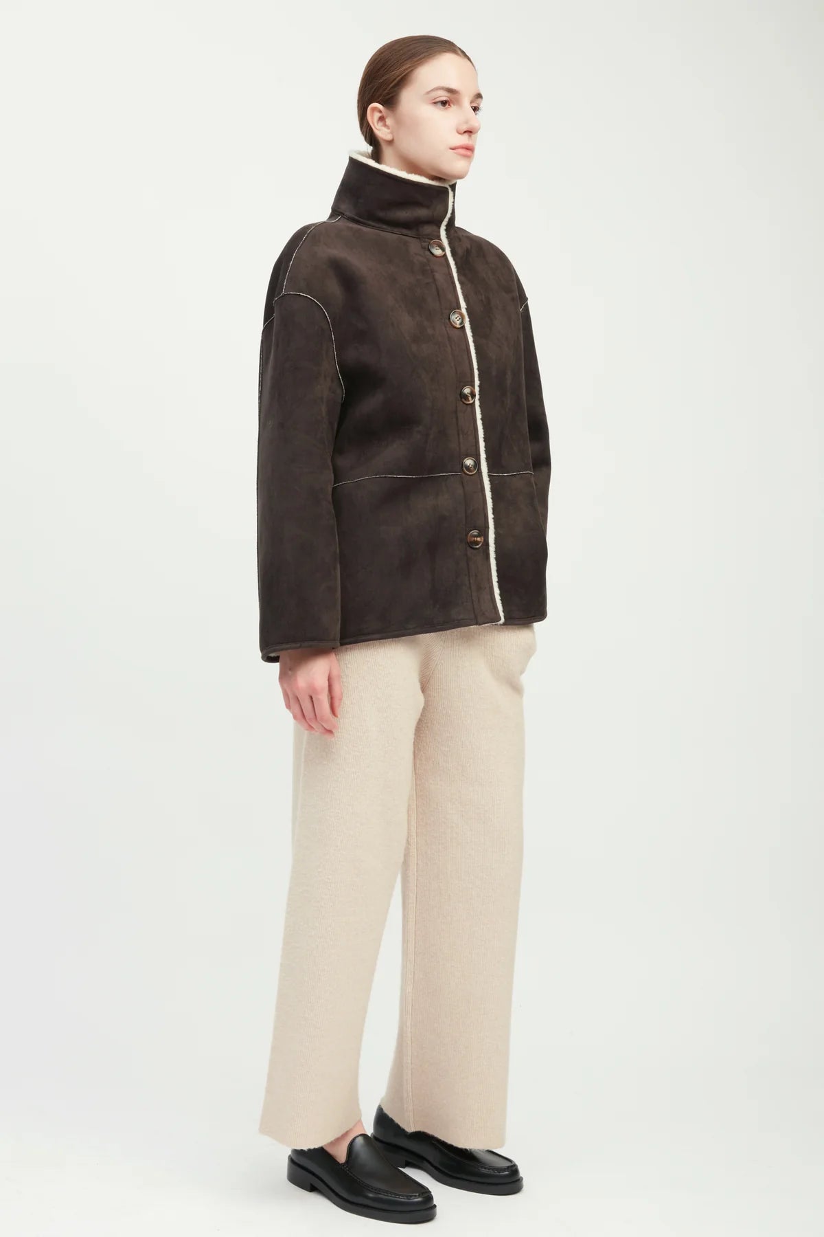 Faux Suede Sherpa Jacket