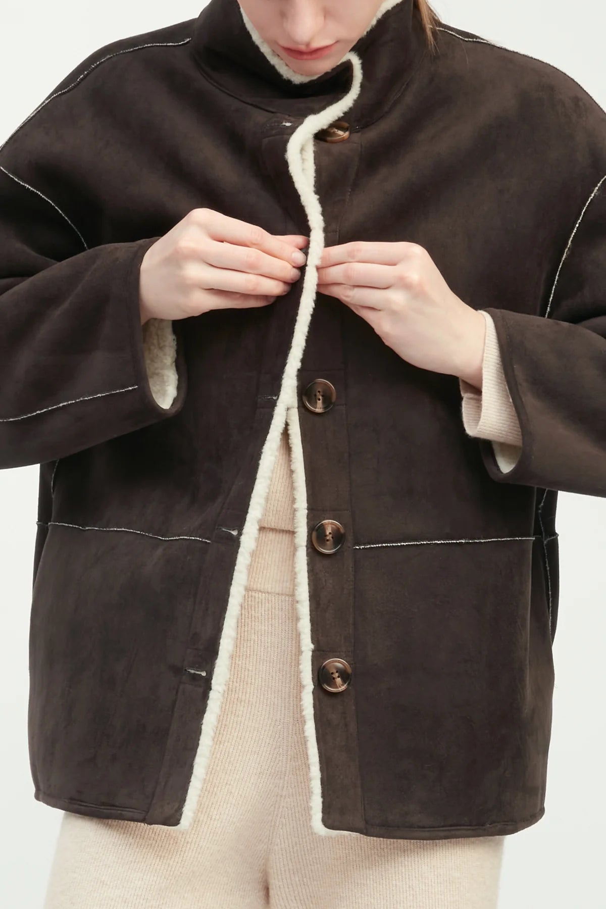 Faux Suede Sherpa Jacket