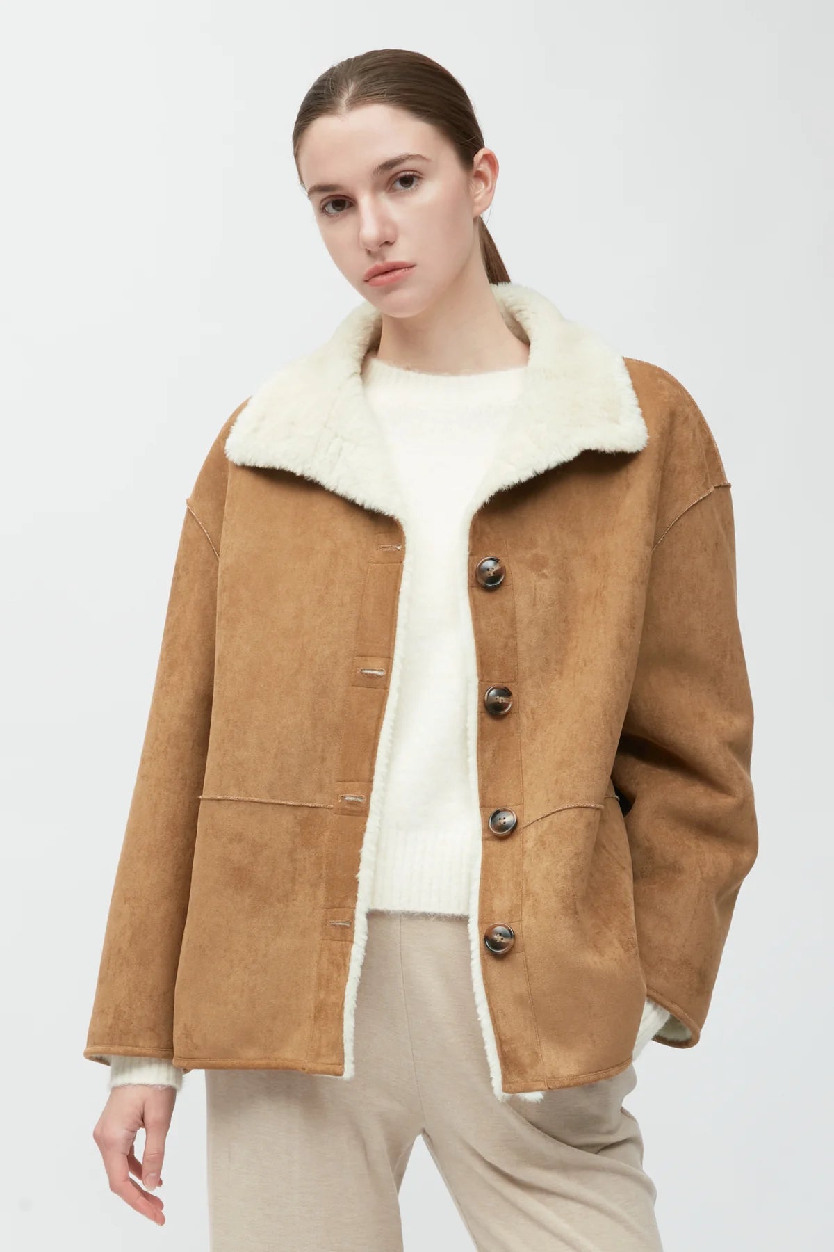 Faux Suede Sherpa Jacket