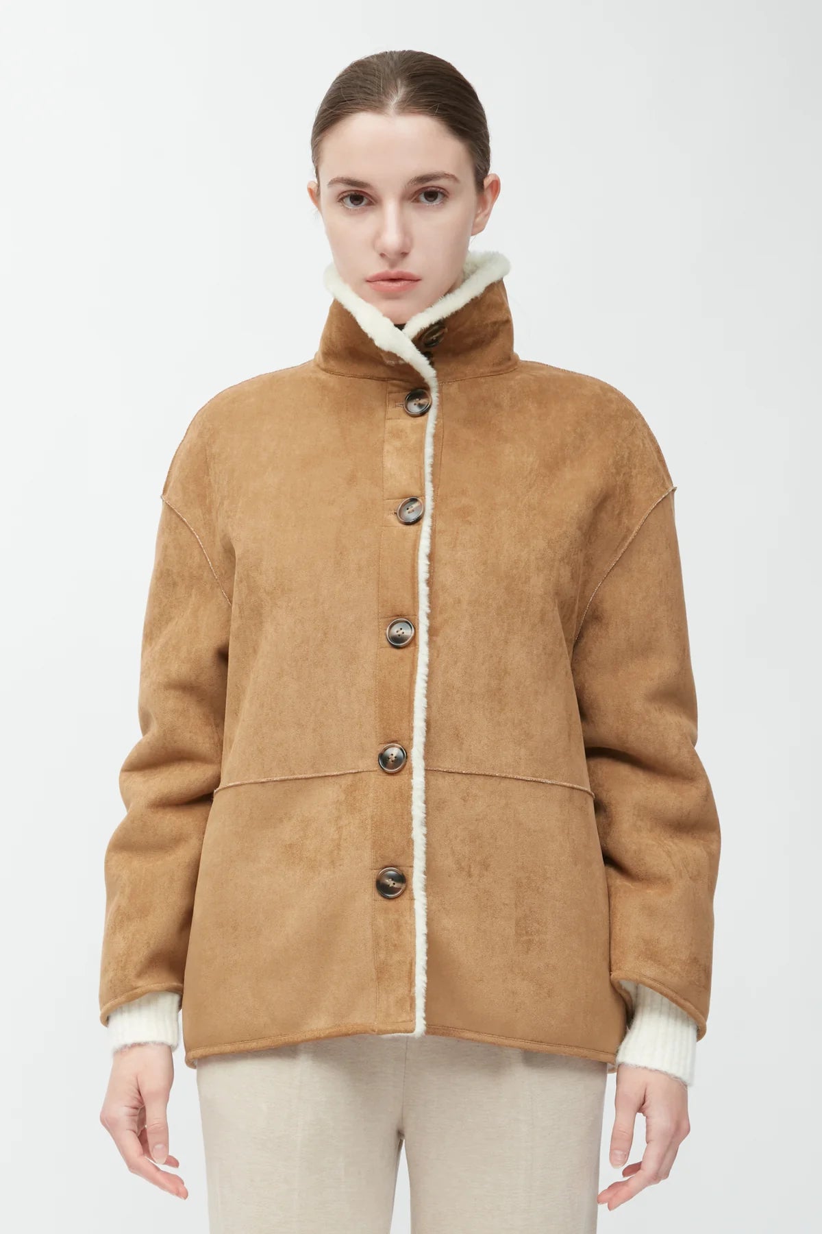 Faux Suede Sherpa Jacket