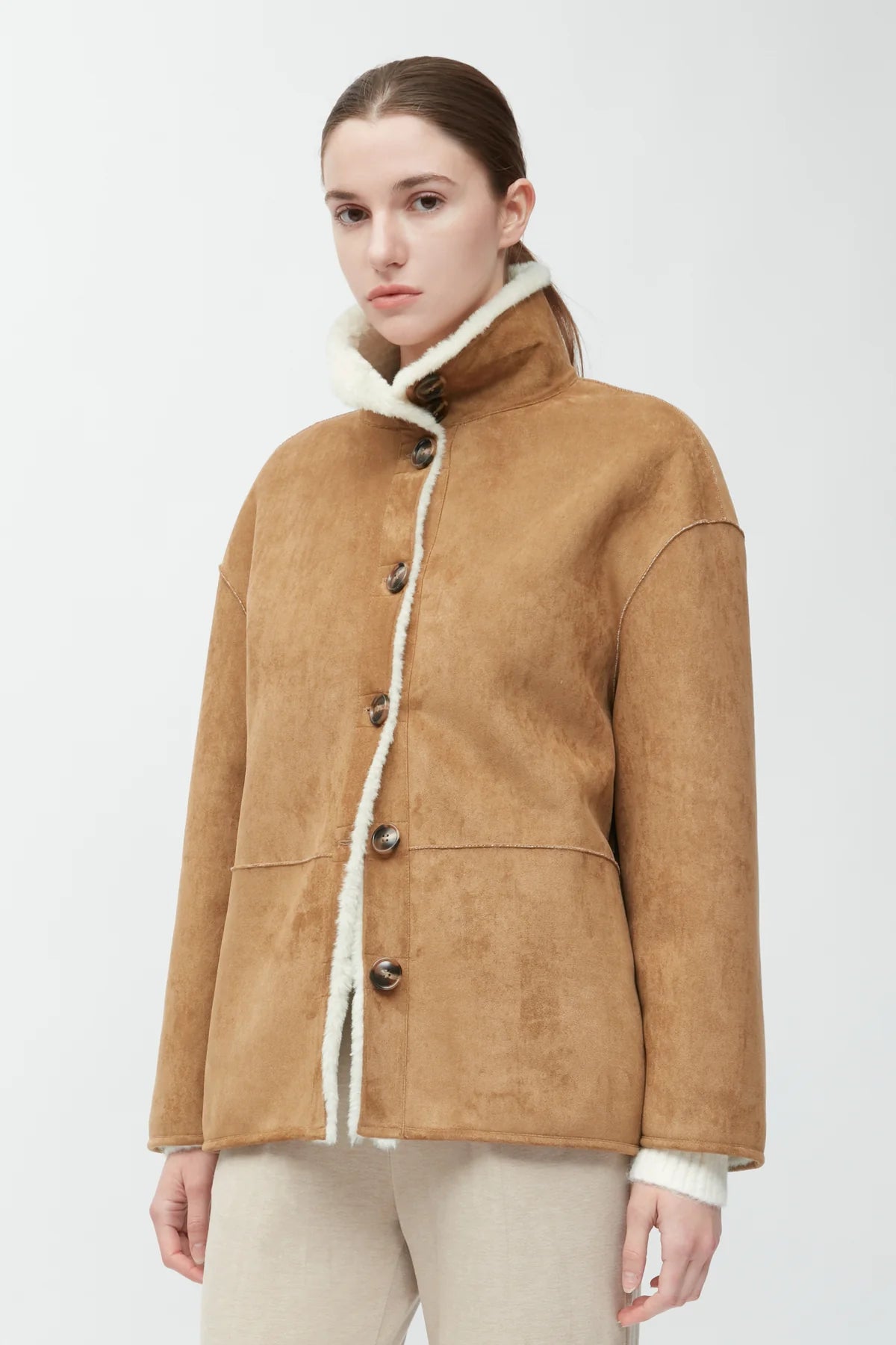 Faux Suede Sherpa Jacket