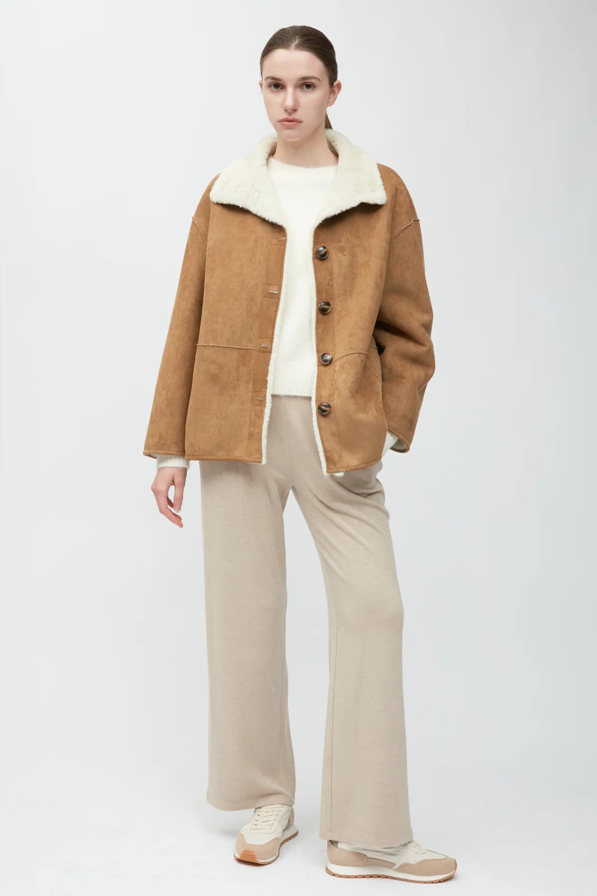 Faux Suede Sherpa Jacket