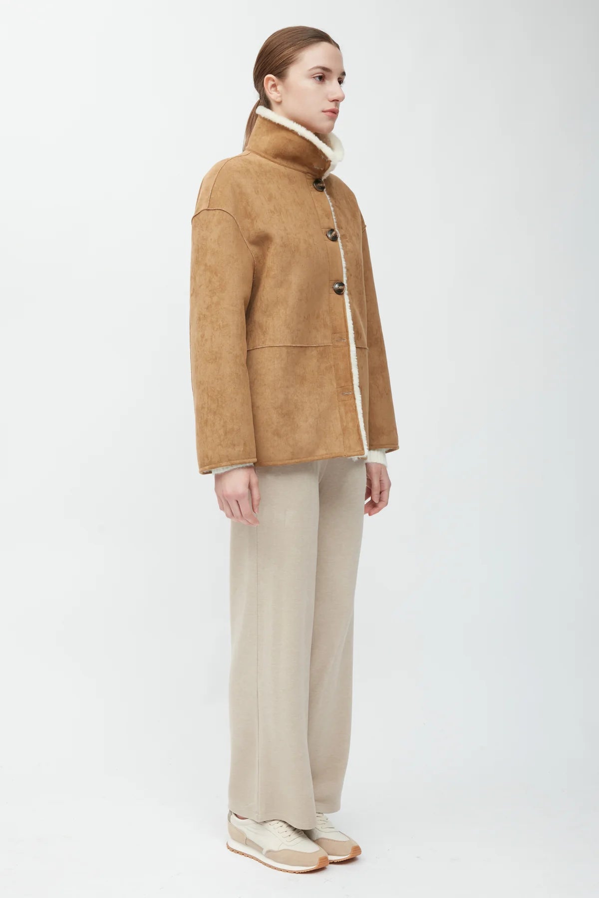 Faux Suede Sherpa Jacket