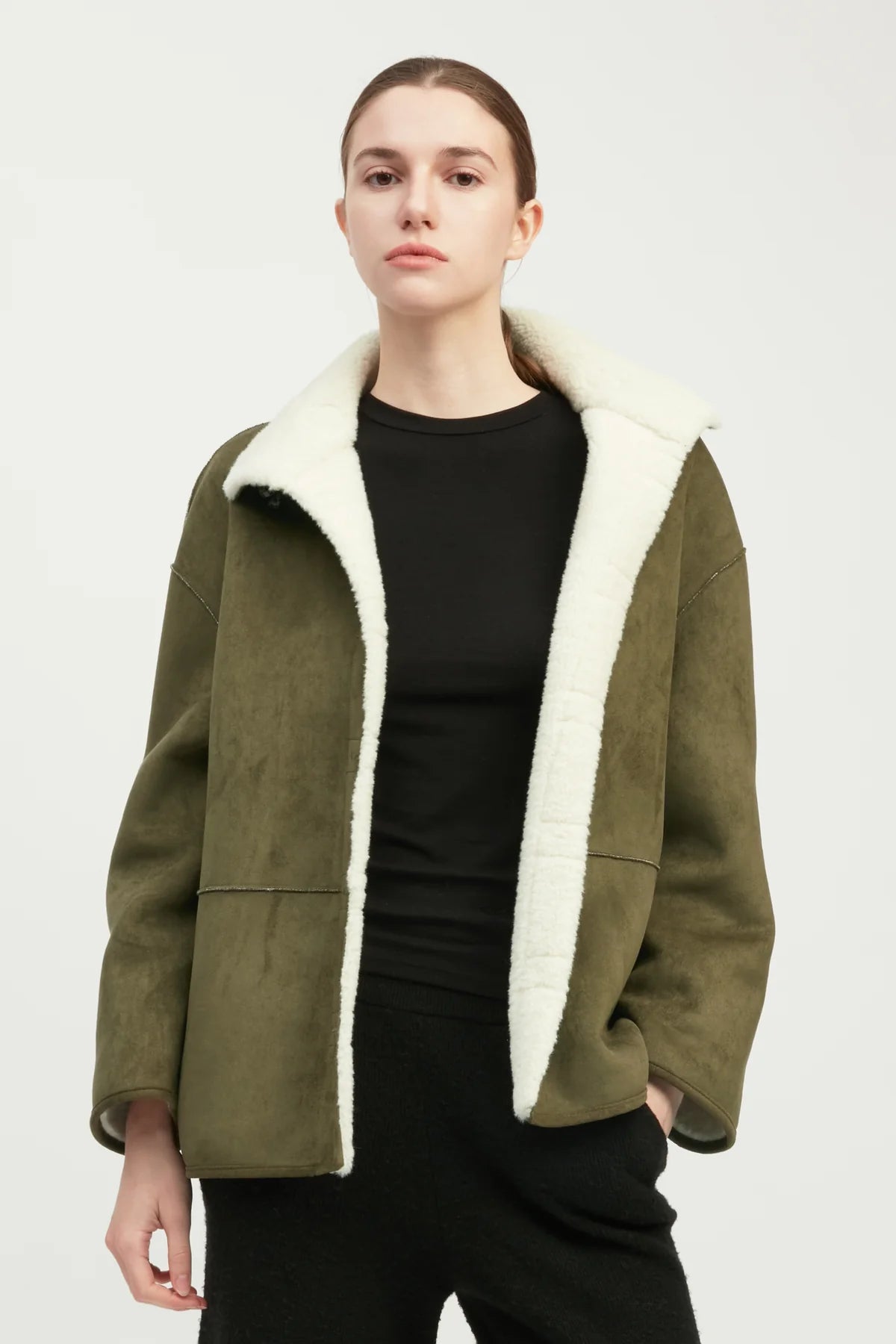 Faux Suede Sherpa Jacket