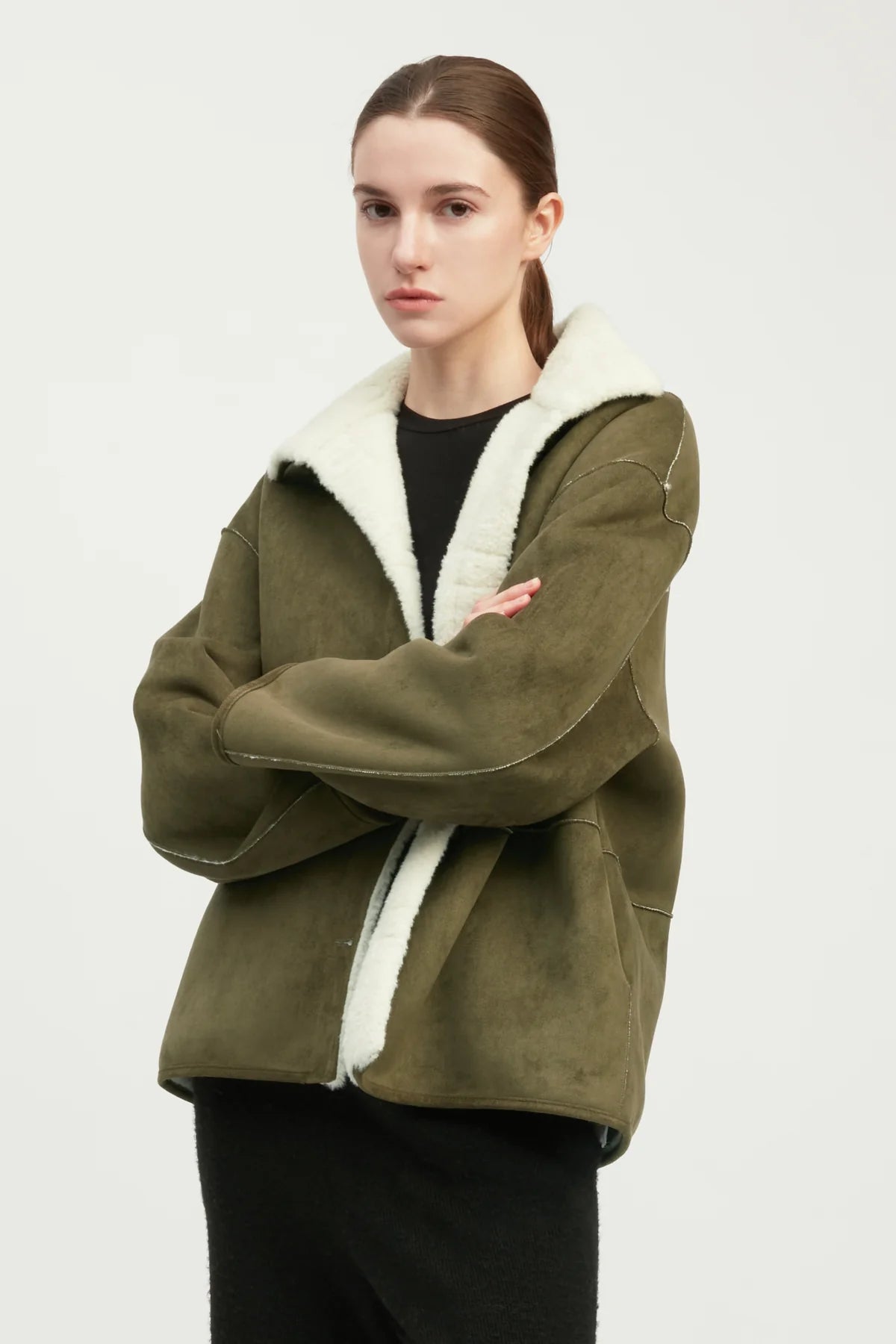 Faux Suede Sherpa Jacket