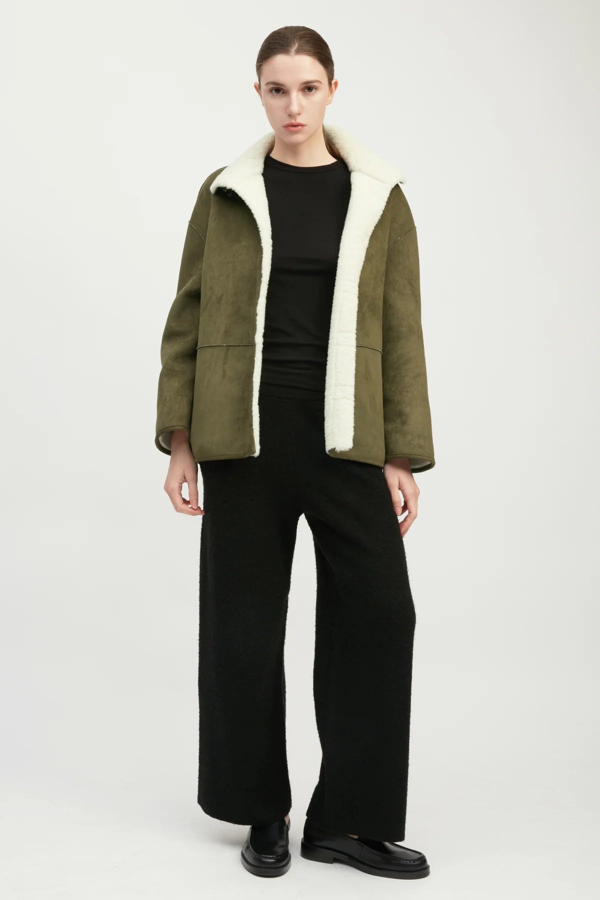 Faux Suede Sherpa Jacket
