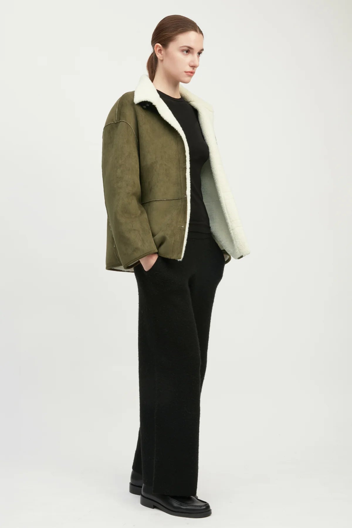 Faux Suede Sherpa Jacket