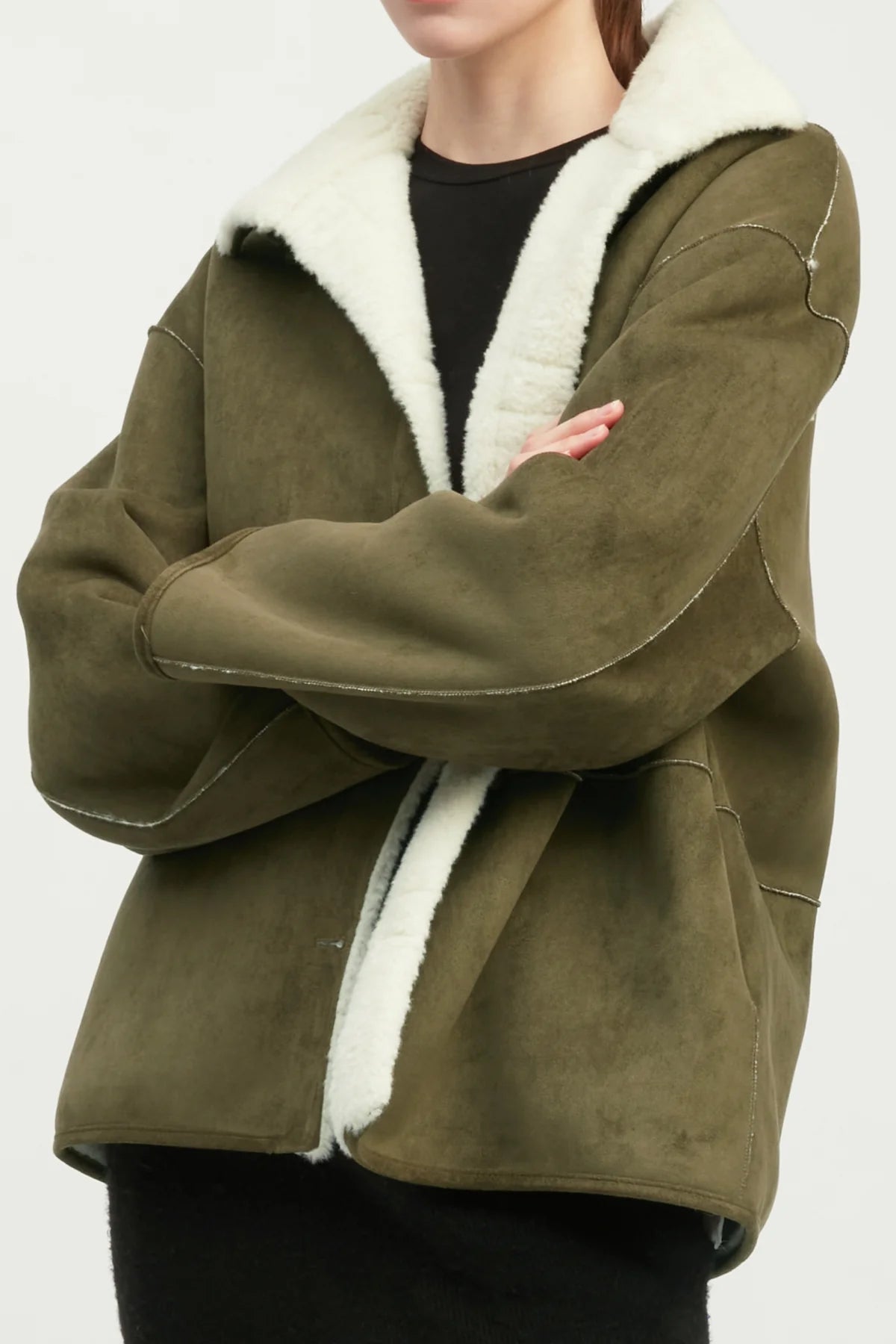Faux Suede Sherpa Jacket