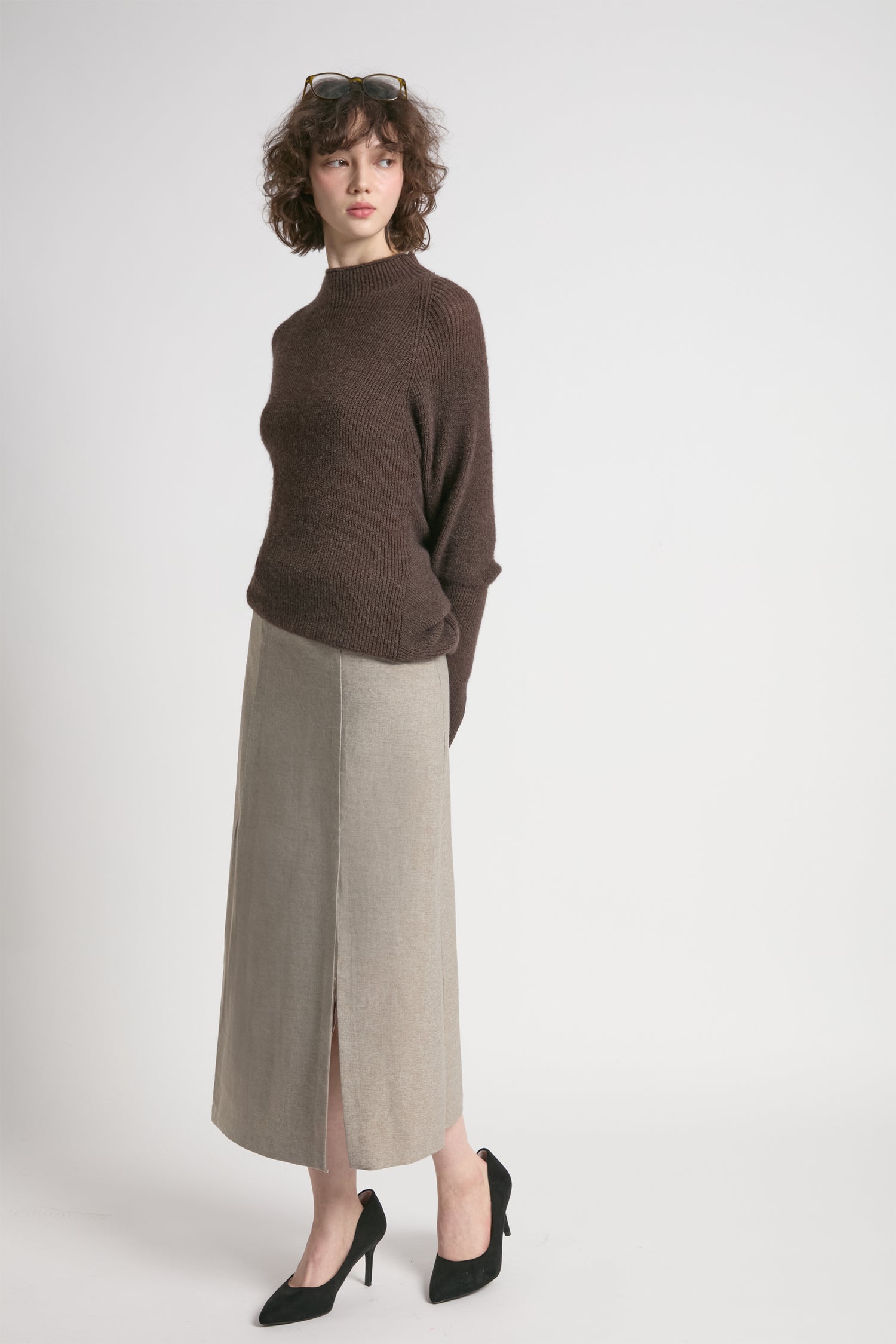 Mockneck Batwing Sleeves Sweater