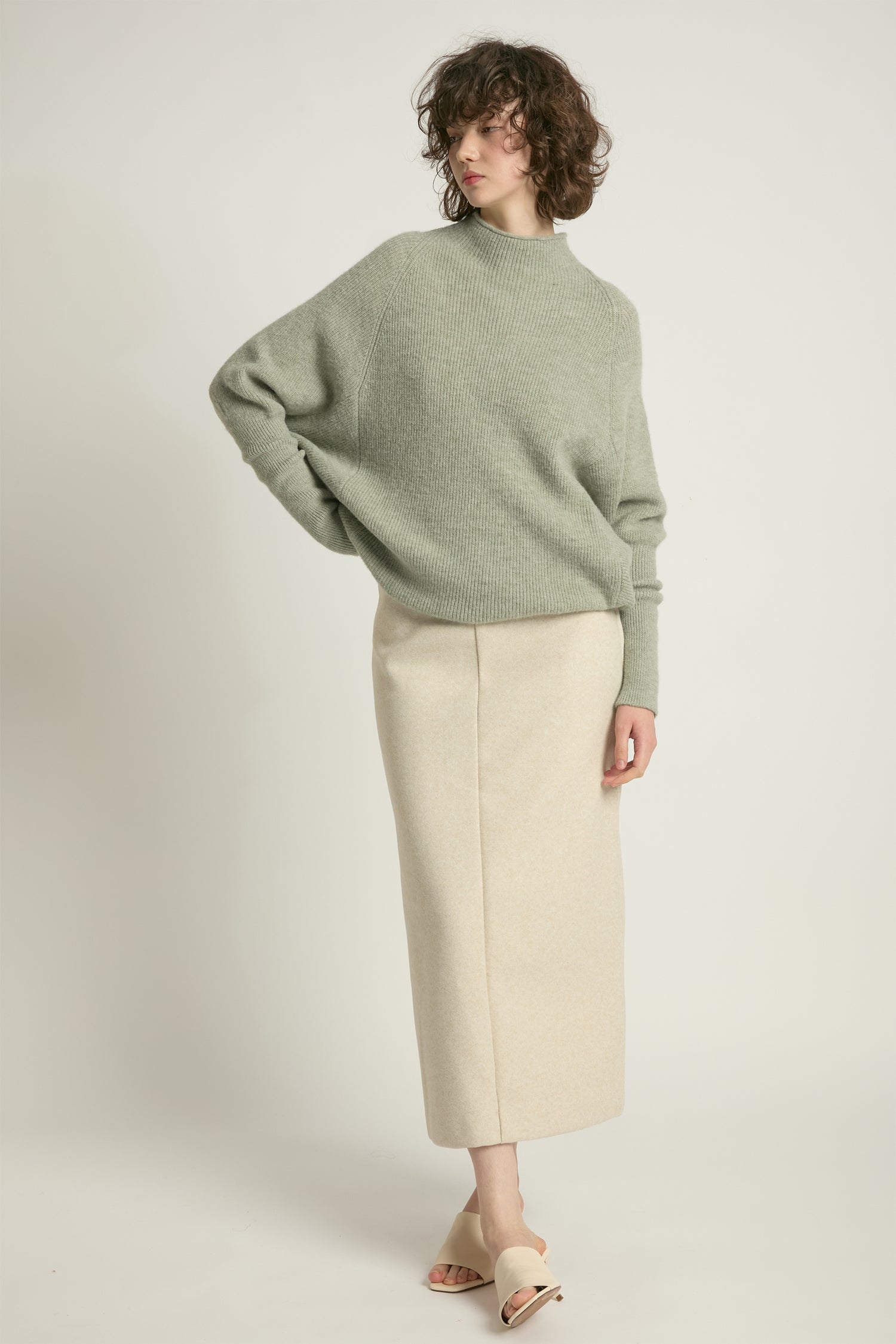 Mockneck Batwing Sleeves Sweater