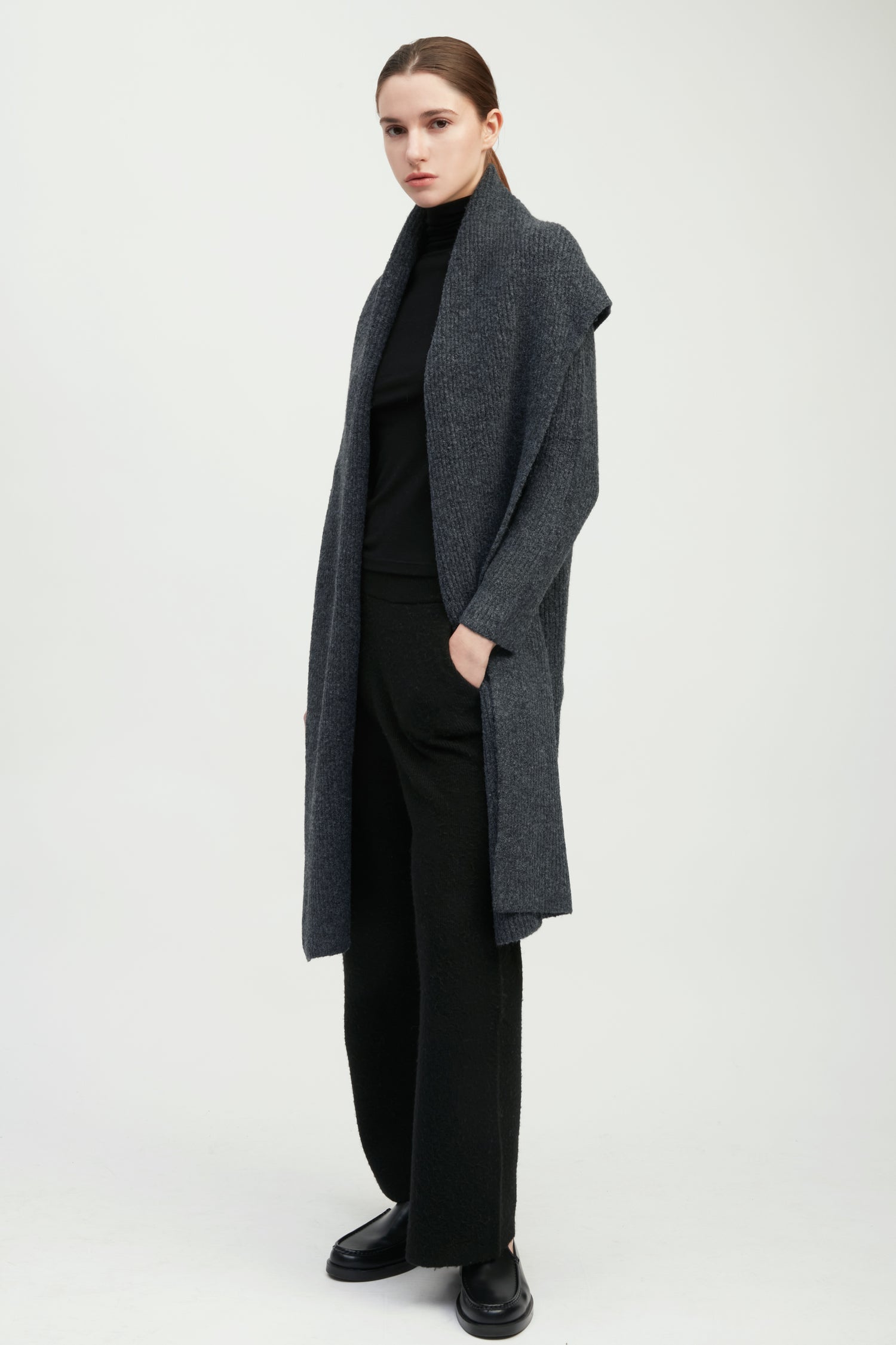 Wide Shawl Collared Cardigan
