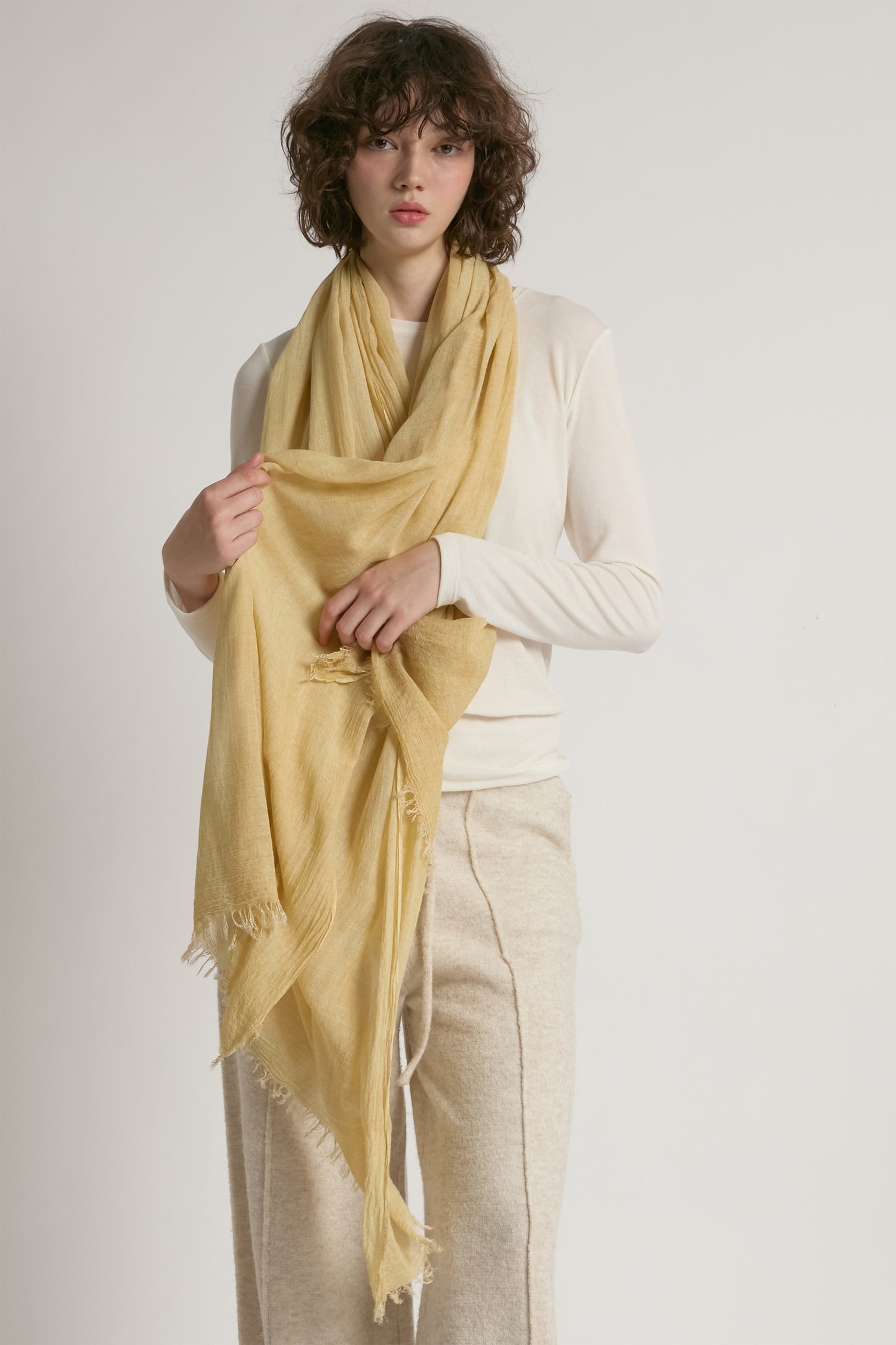 Butter sheer cotton long scarf in lightweight solid fabric for year-round layering – Common Knit