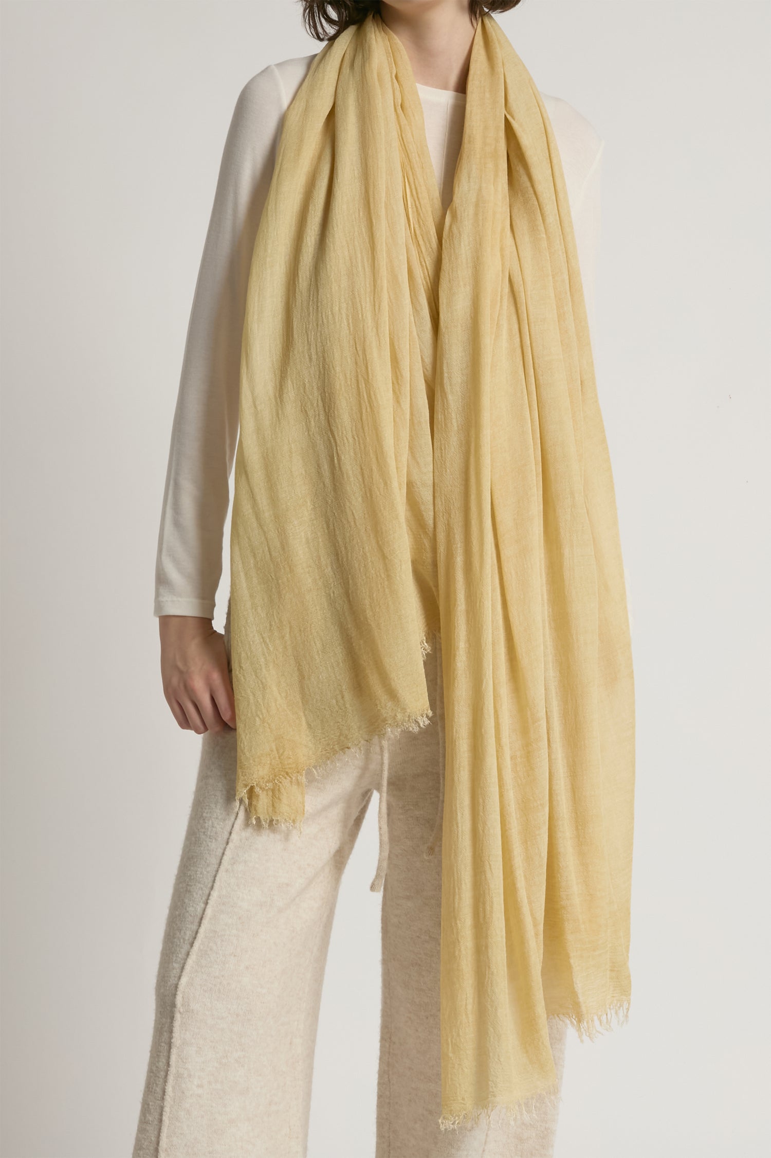 Butter sheer cotton long scarf in lightweight solid fabric for year-round layering – Common Knit
