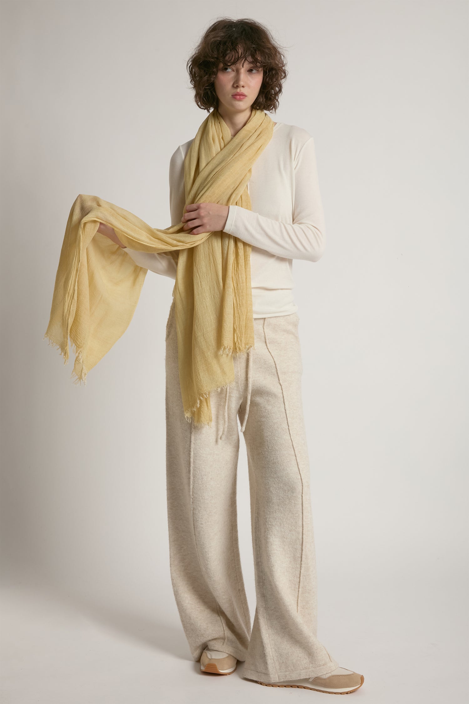 Butter sheer cotton long scarf in lightweight solid fabric for year-round layering – Common Knit