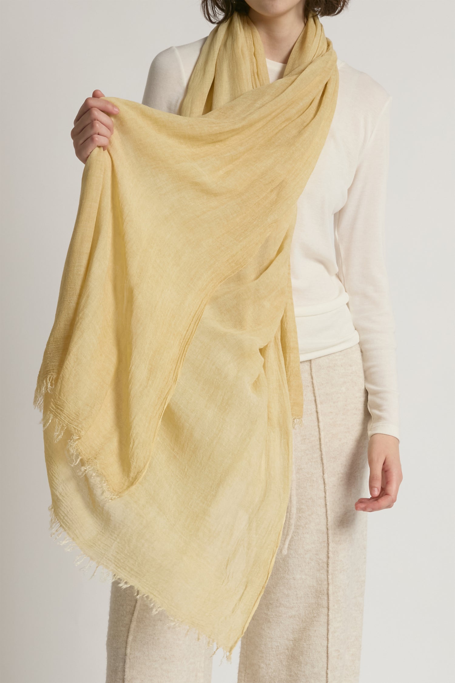 Butter sheer cotton long scarf in lightweight solid fabric for year-round layering – Common Knit